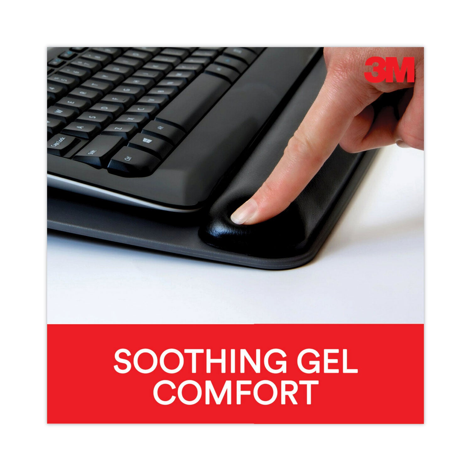 3M™ Antimicrobial Gel Keyboard Wrist Rest Platform, 19.6 x 10.6, Black/Gray/Silver