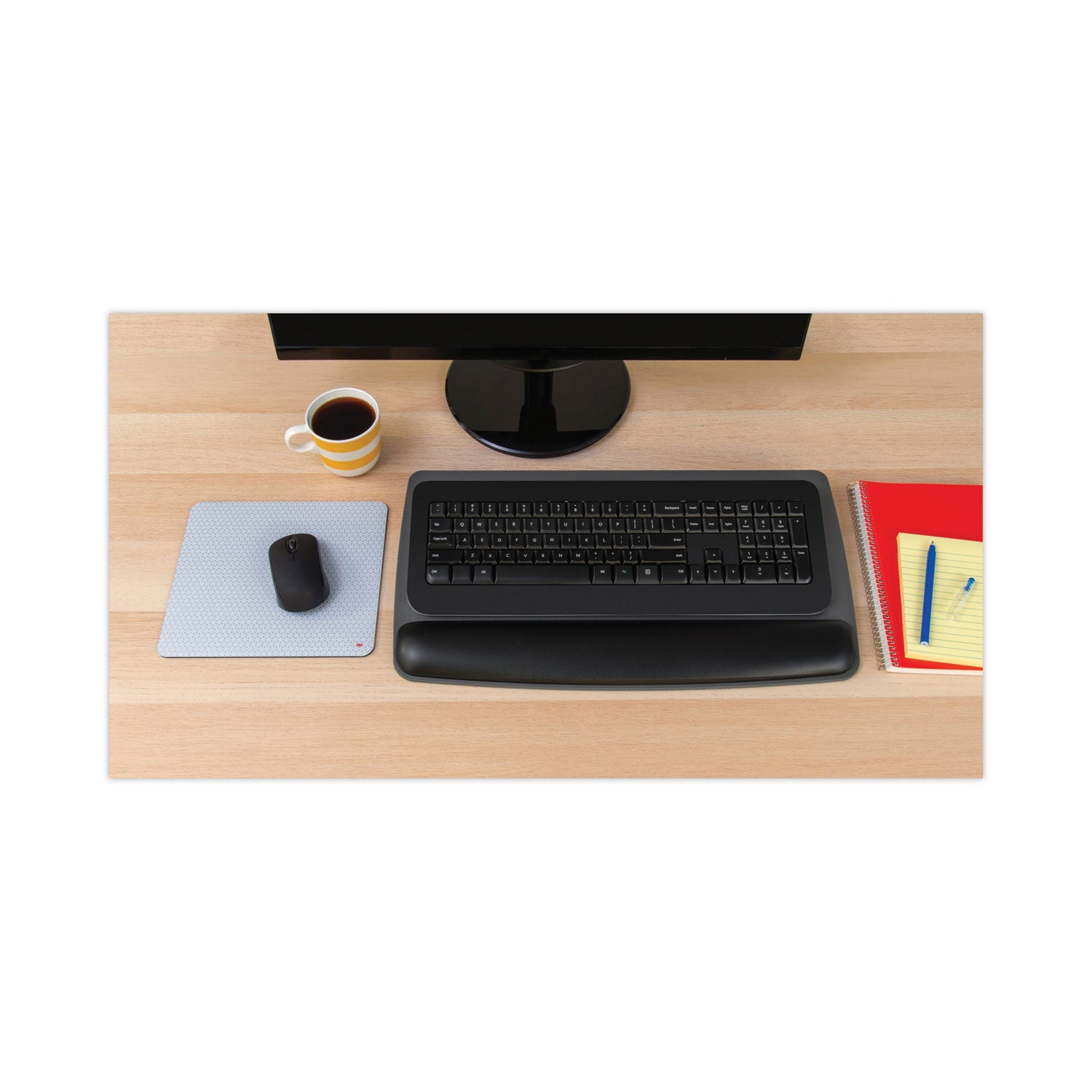 3M™ Antimicrobial Gel Keyboard Wrist Rest Platform, 19.6 x 10.6, Black/Gray/Silver