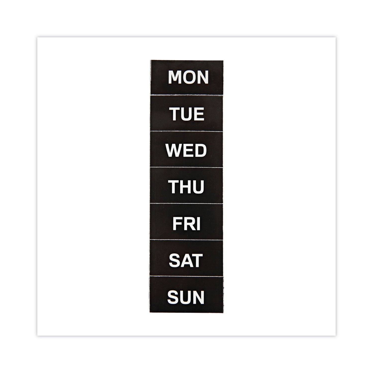 Interchangeable Magnetic Board Accessories, Days of Week, Black/White, 2" x 1", 7 Pieces