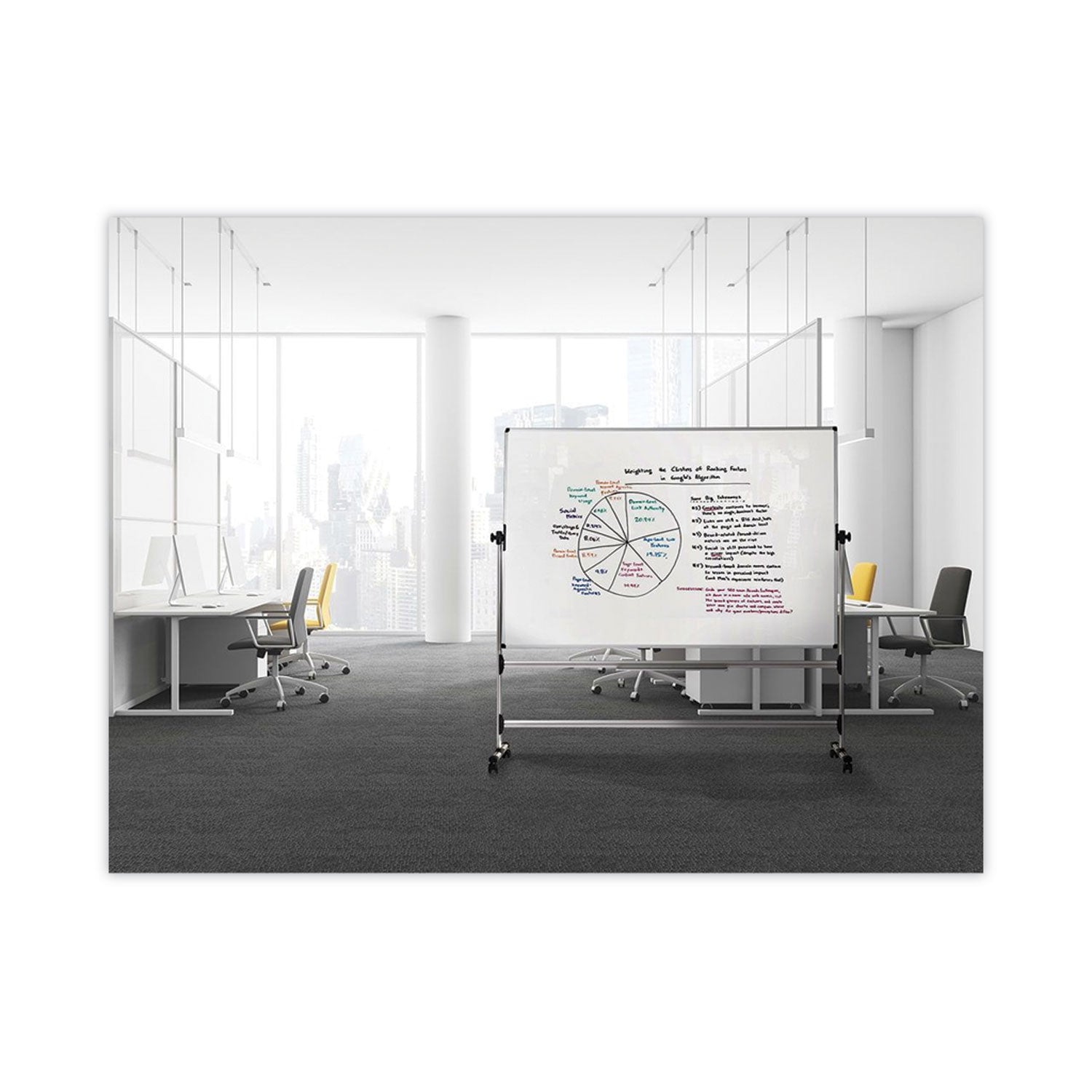 MasterVision® Earth Silver Easy Clean Mobile Revolver Dry Erase Boards, 48 x 70, White Surface, Silver Steel Frame