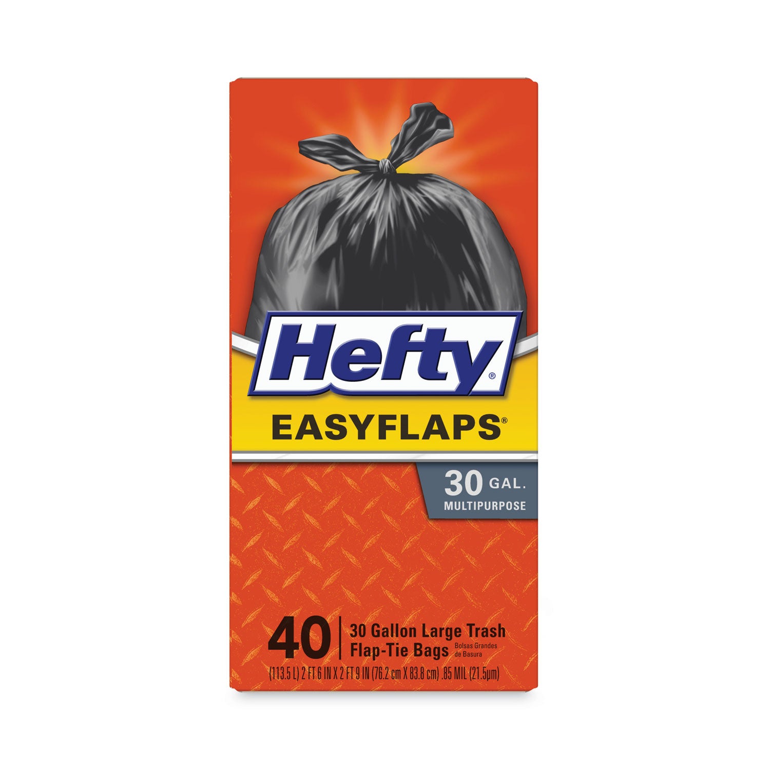 Easy Flaps Trash Bags, Tie-Flap, 30 gal, 1.05 mil, 30" x 33", Black, 40/Box