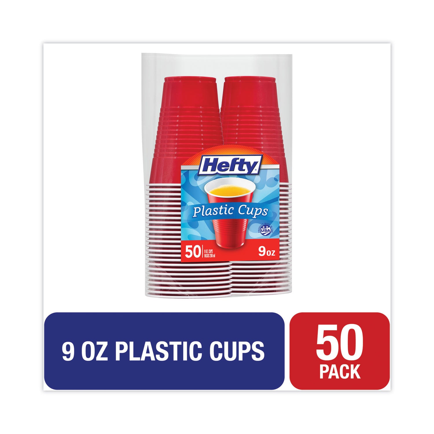 Hefty® Easy Grip Disposable Plastic Party Cups, 9 oz, Red, 50/Pack