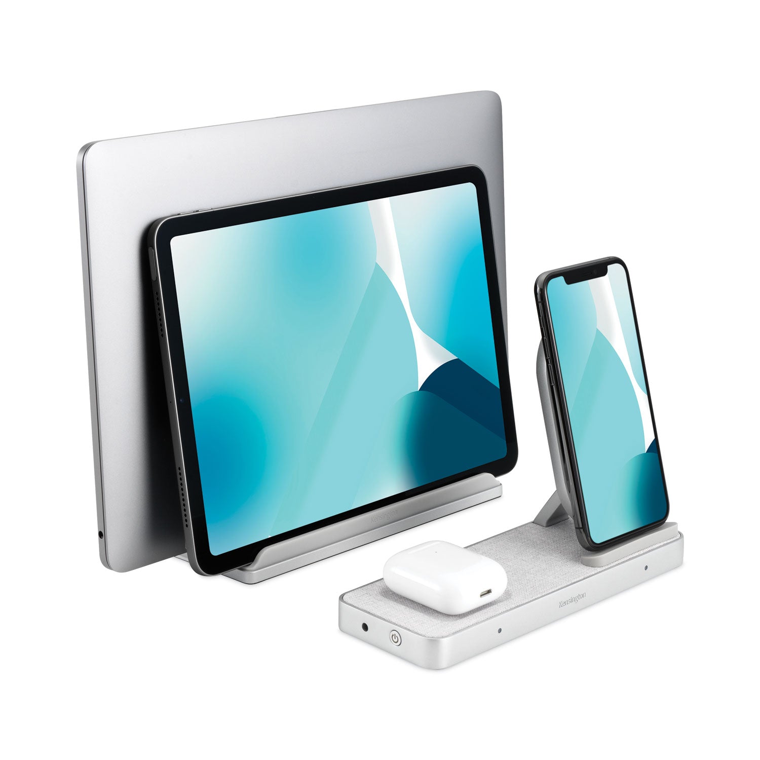 Kensington® StudioCaddy with Qi Wireless Charging for Apple Devices, USB-A/USB-C, Silver