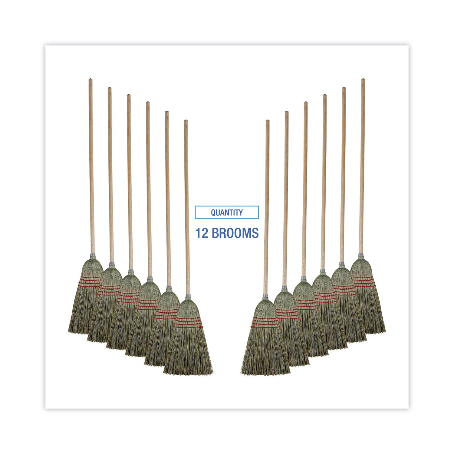 Boardwalk® Mixed Fiber Maid Broom, Mixed Fiber Bristles, 55" Overall Length, Natural, 12/Carton