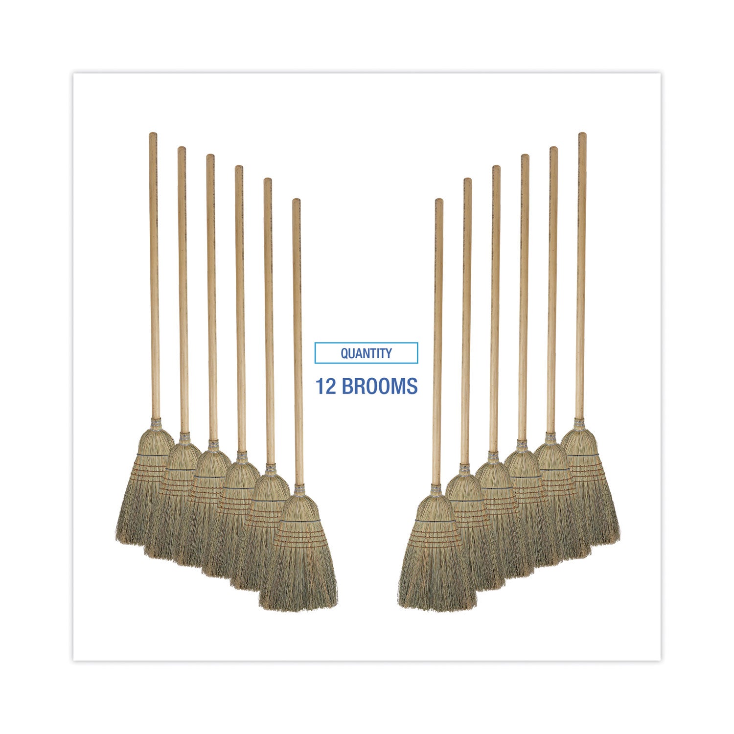 Boardwalk® Warehouse Broom, Corn Fiber Bristles, 56" Overall Length, Natural, 12/Carton