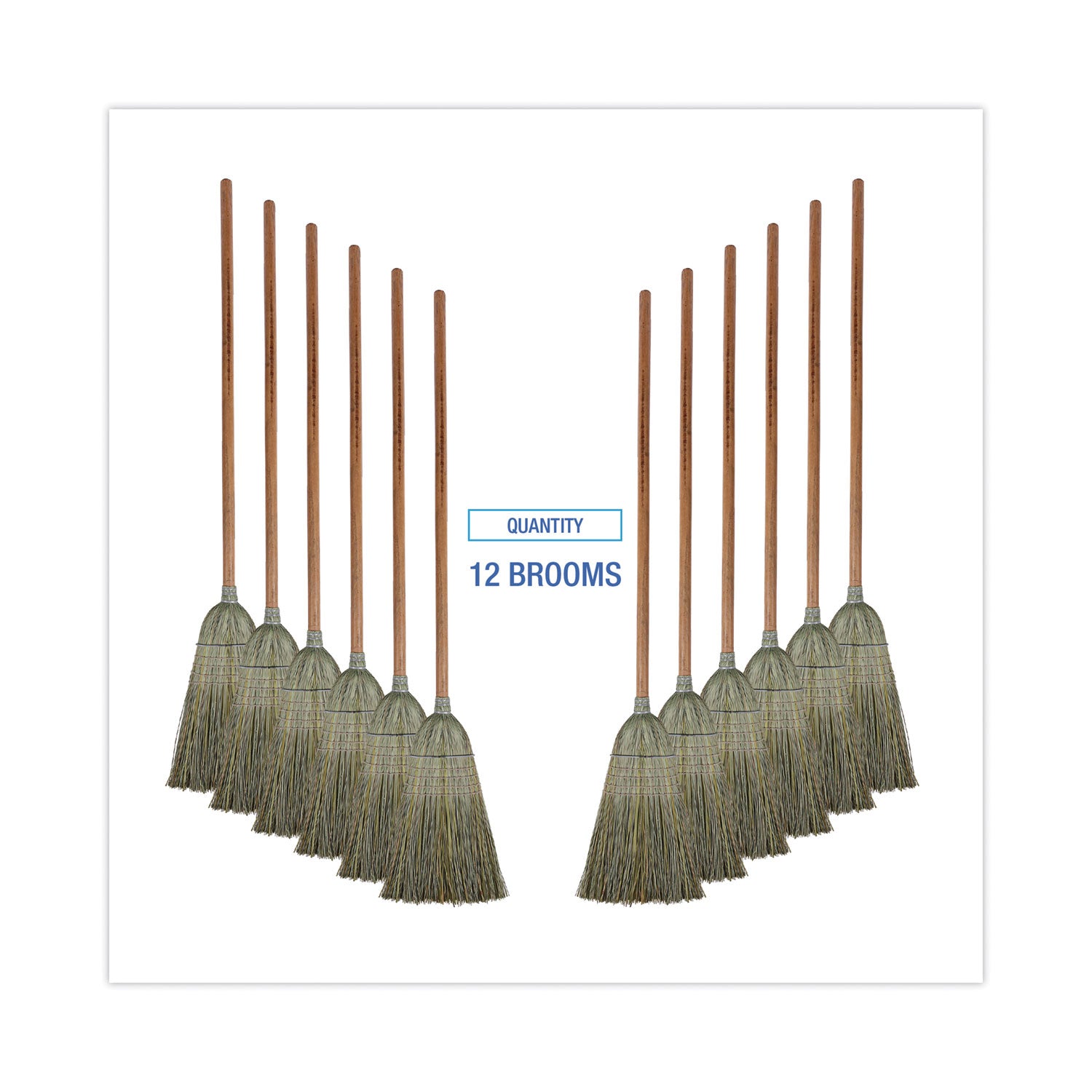 Boardwalk® Warehouse Broom, Yucca Corn Fiber Bristles, 56" Overalll Length, Natural, 12/Carton