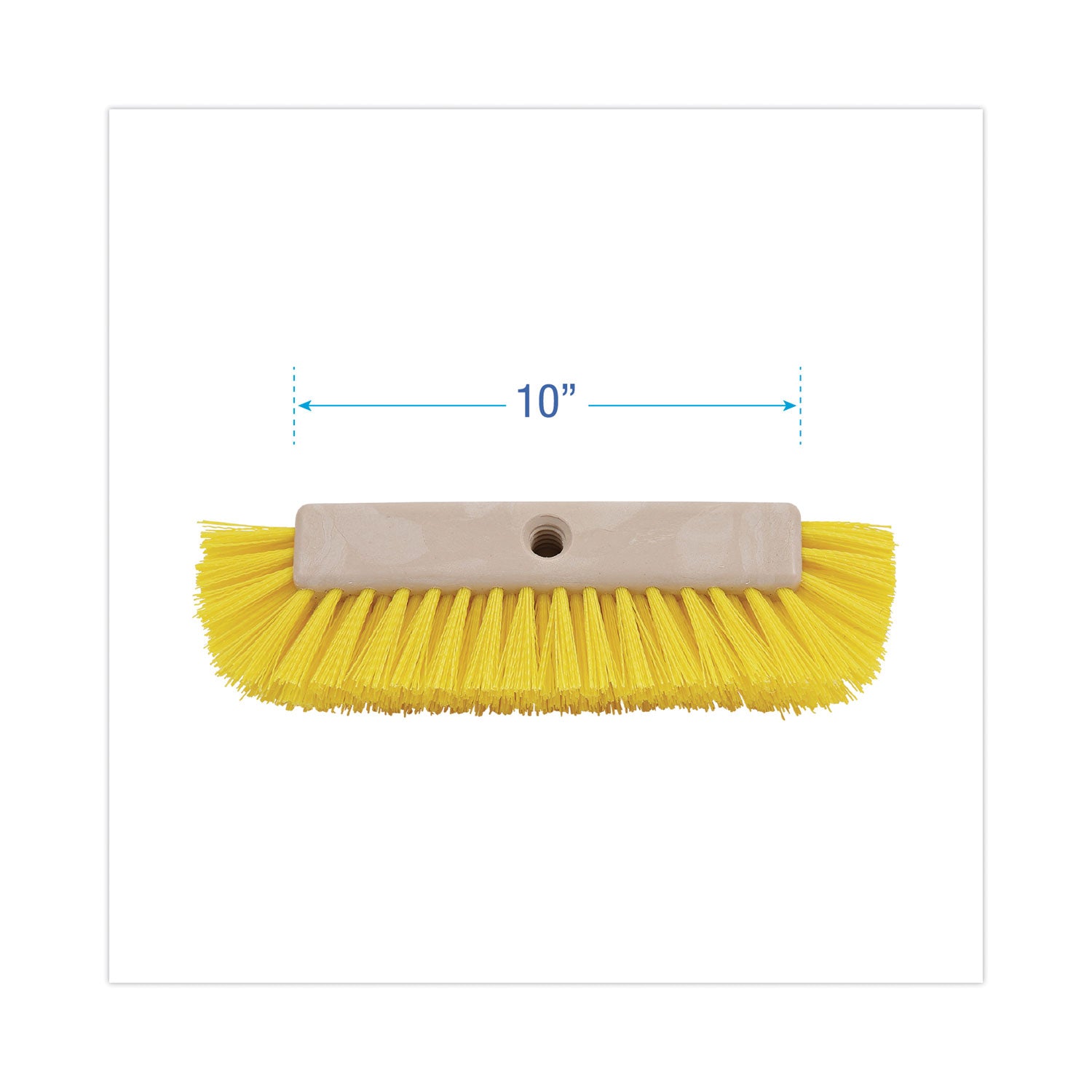 Boardwalk® Dual-Surface Scrub Brush, Yellow Polypropylene Bristles, 10" Brush, Plastic Handle