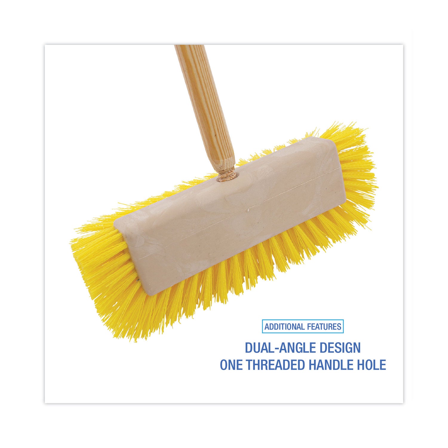 Boardwalk® Dual-Surface Scrub Brush, Yellow Polypropylene Bristles, 10" Brush, Plastic Handle