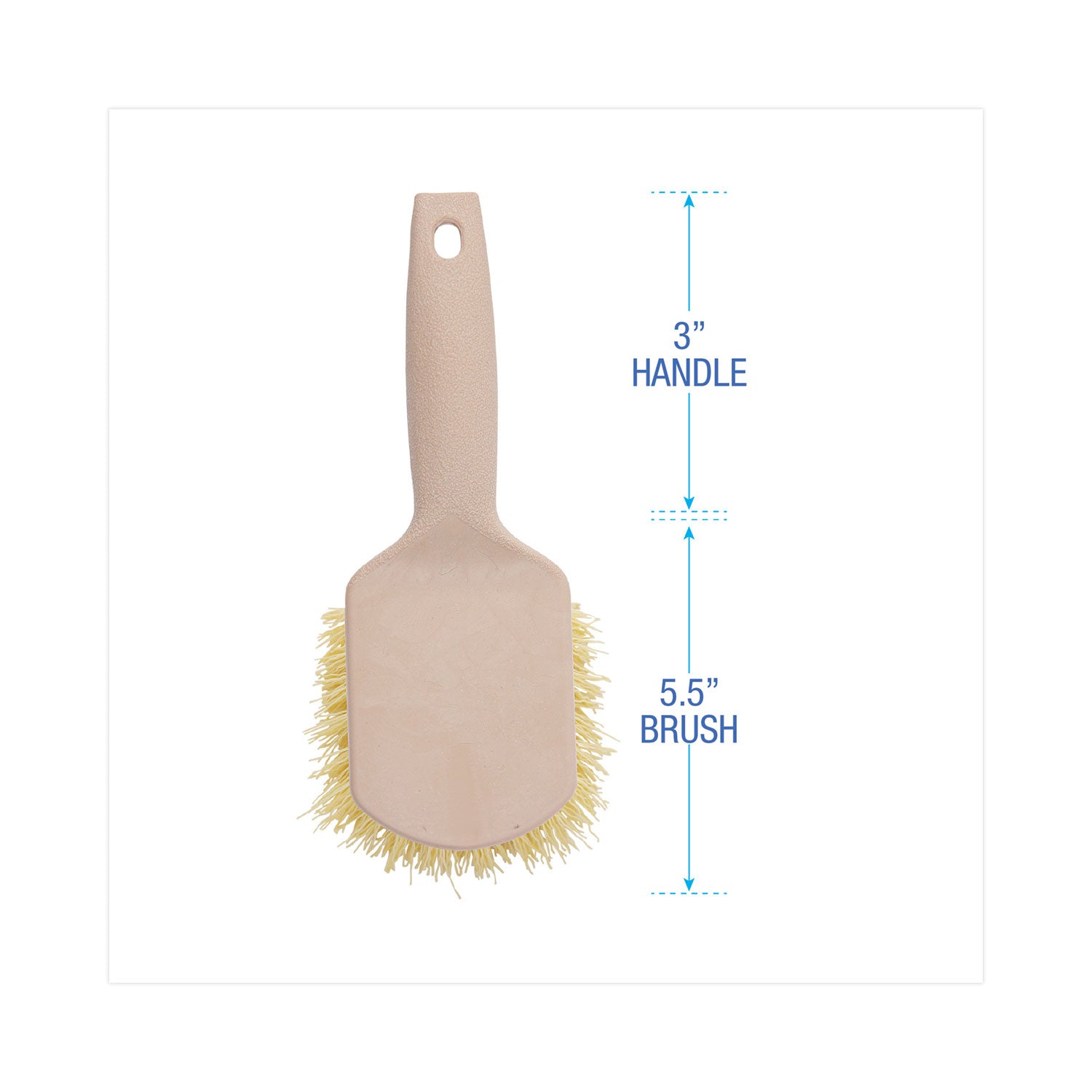 Boardwalk® Utility Brush, Cream Polypropylene Bristles, 5.5 Brush, 3" Tan Plastic Handle