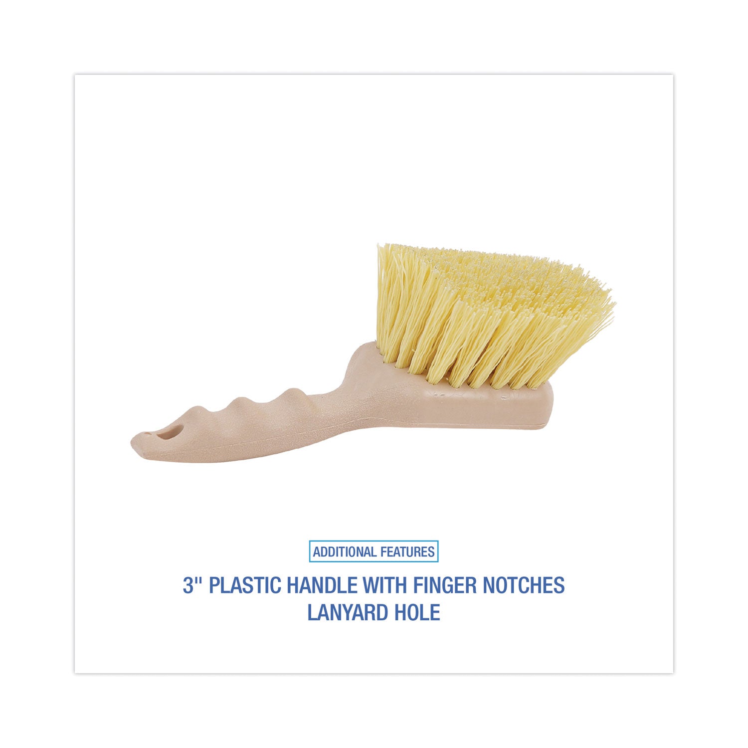 Boardwalk® Utility Brush, Cream Polypropylene Bristles, 5.5 Brush, 3" Tan Plastic Handle