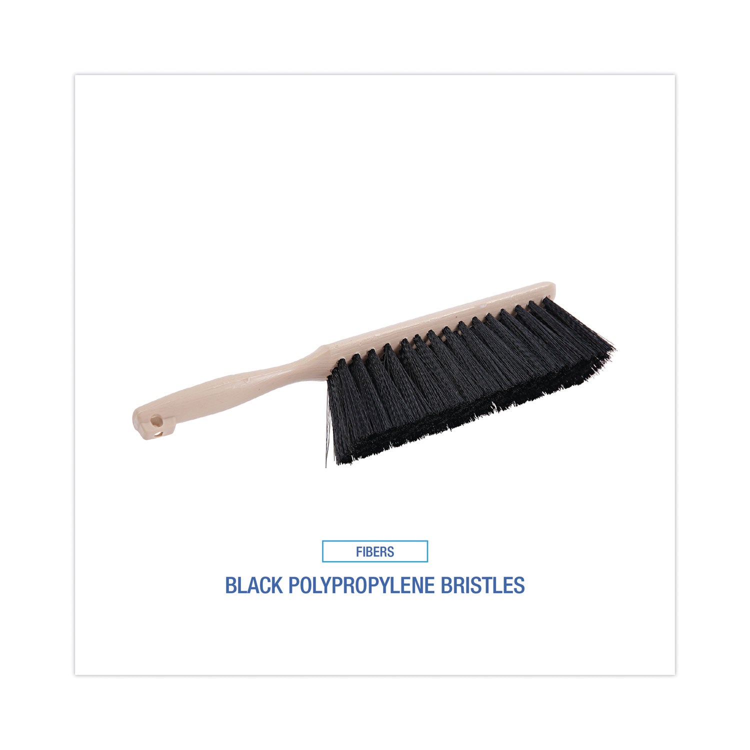 Boardwalk® Counter Brush, Black Polypropylene, 4.5" Brush, 3.5" Tan Plastic Handle