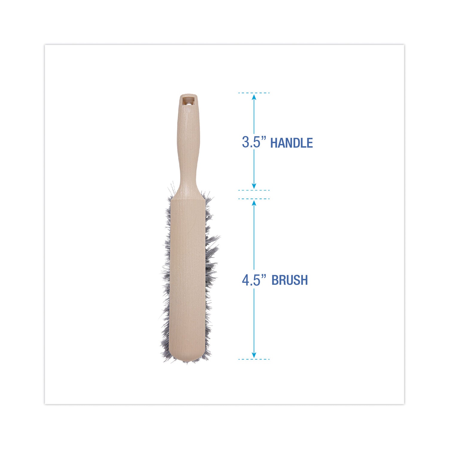 Boardwalk® Counter Brush, Gray Flagged Polypropylene Bristles, 4.5" Brush, 3.5" Tan Plastic Handle