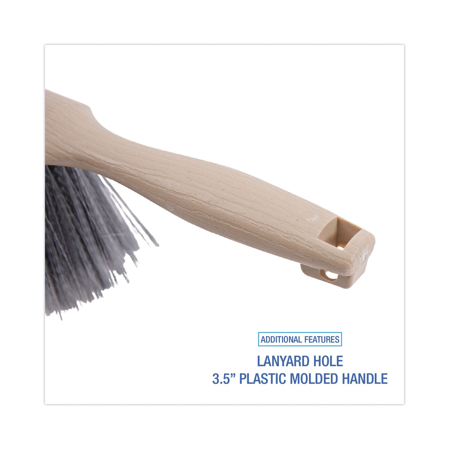 Boardwalk® Counter Brush, Gray Flagged Polypropylene Bristles, 4.5" Brush, 3.5" Tan Plastic Handle