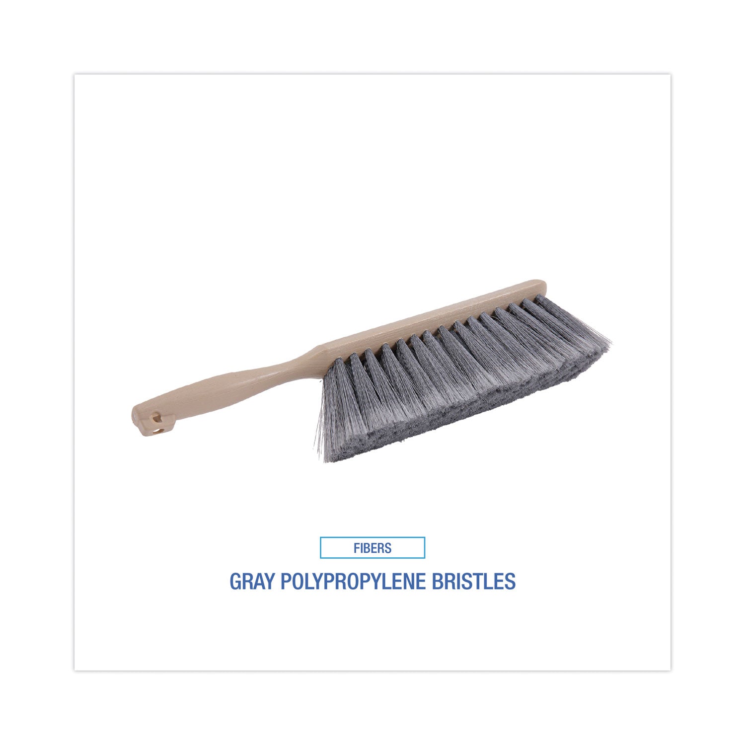 Boardwalk® Counter Brush, Gray Flagged Polypropylene Bristles, 4.5" Brush, 3.5" Tan Plastic Handle