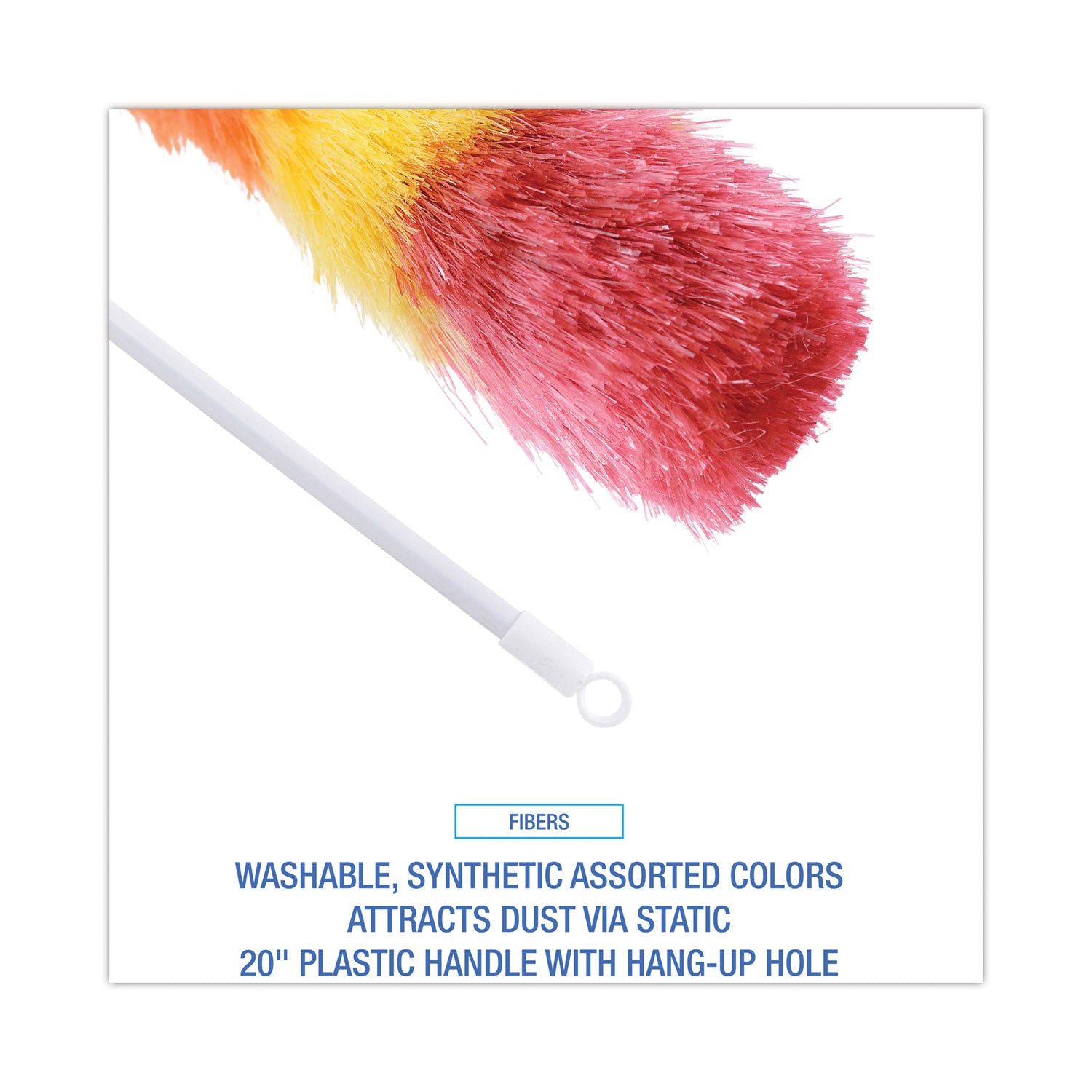 Boardwalk® Polywool Duster w/20" Plastic Handle, Assorted Colors