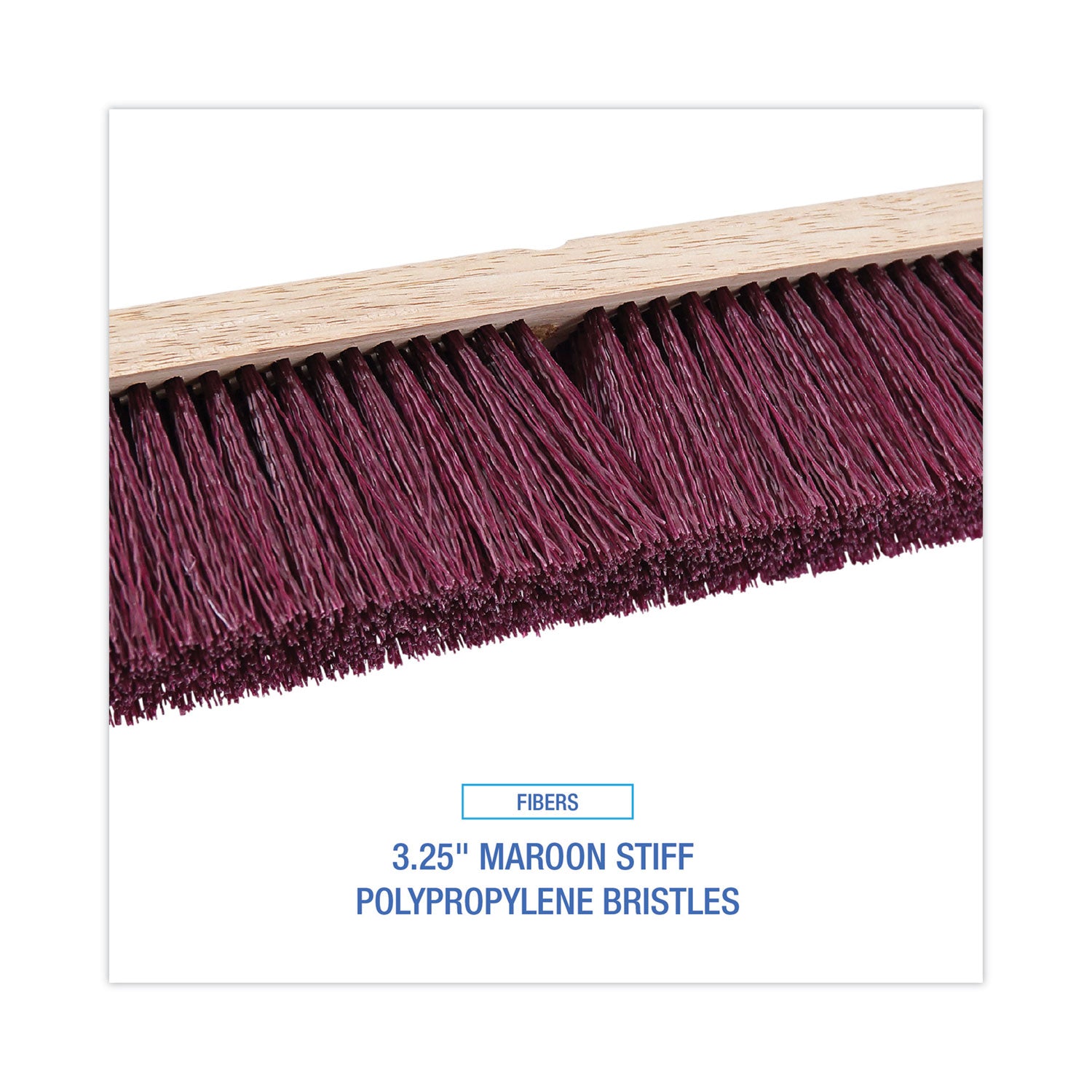 Boardwalk® Floor Brush Head, 3.25" Maroon Stiff Polypropylene Bristles, 36" Brush