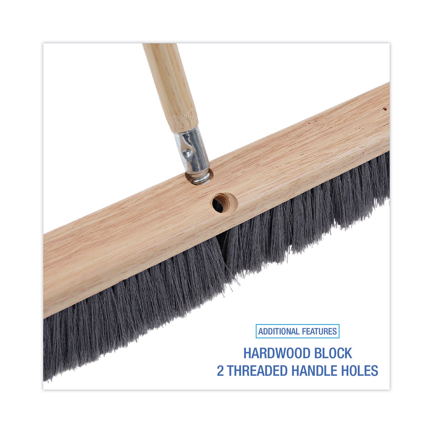 Boardwalk® Floor Brush Head, 3" Gray Flagged Polypropylene Bristles, 18" Brush