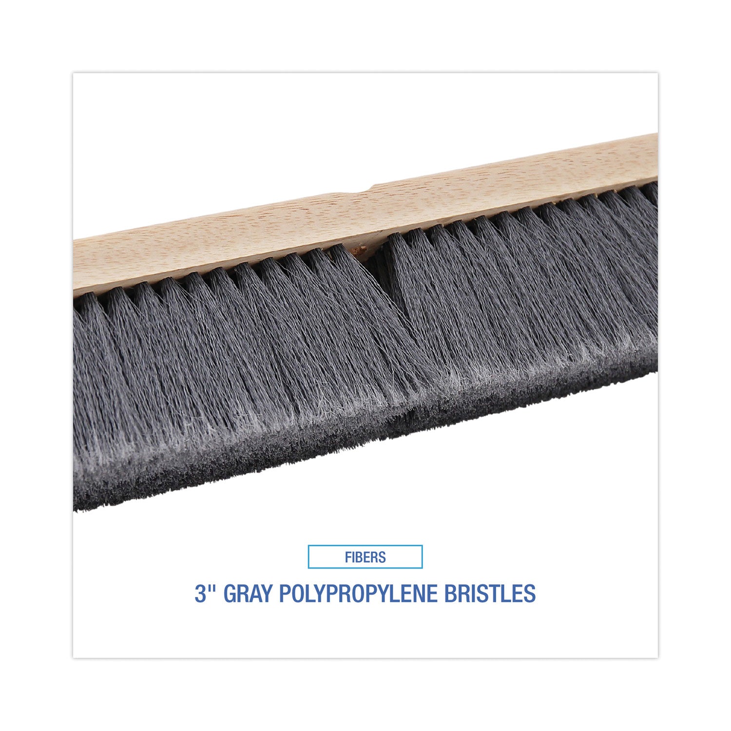 Boardwalk® Floor Brush Head, 3" Gray Flagged Polypropylene Bristles, 18" Brush