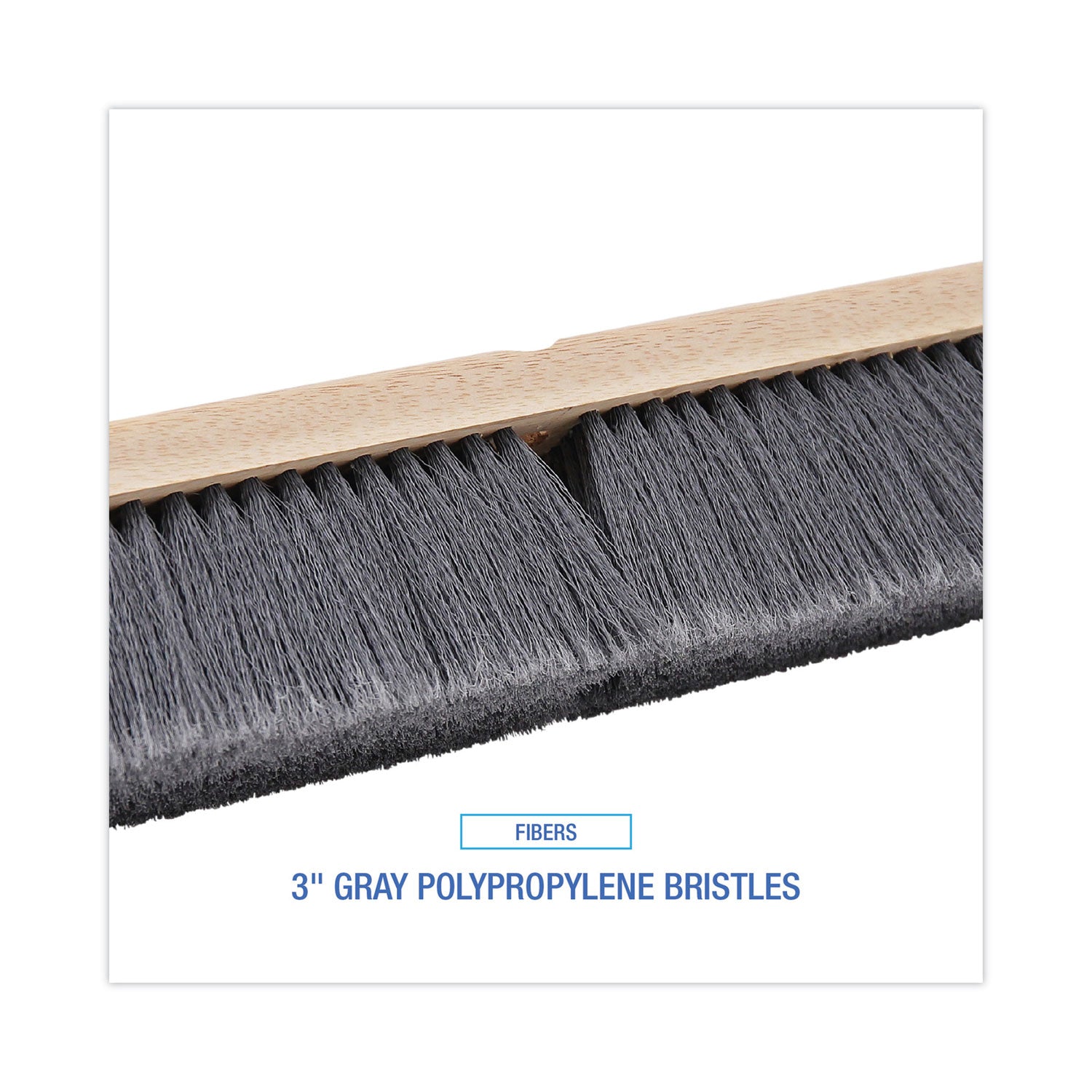 Boardwalk® Floor Brush Head, 3" Gray Flagged Polypropylene Bristles, 24" Brush