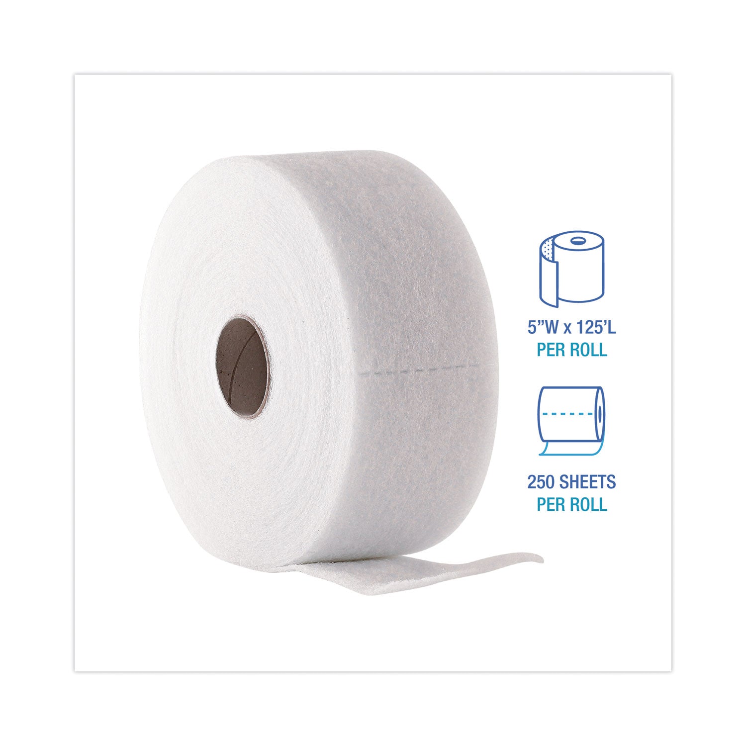 Boardwalk® TrapEze Disposable Dusting Sheets, 5" x 125 ft, White, 250 Sheets/Roll, 2 Rolls/Carton