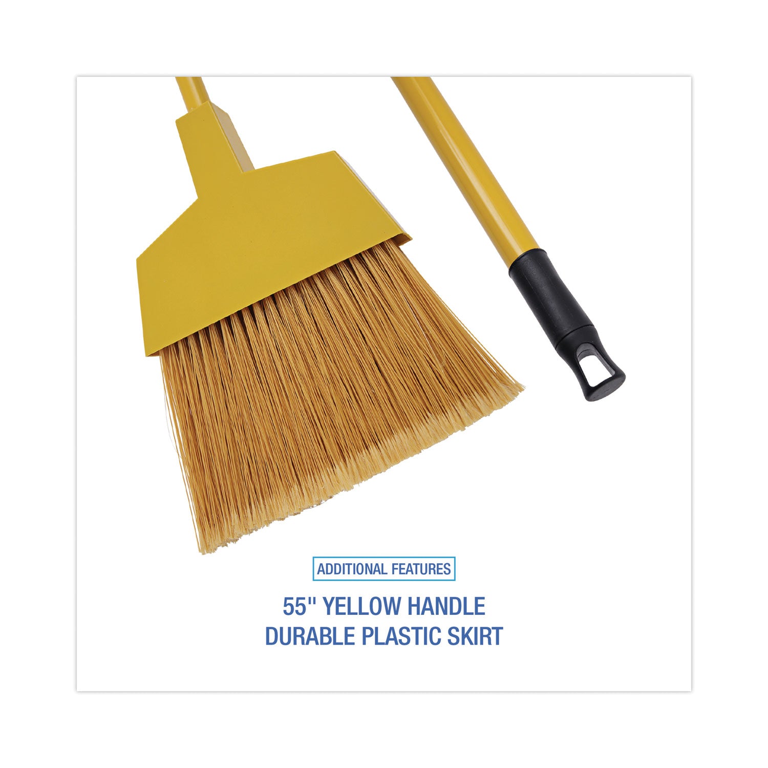 Boardwalk® Corn Fiber Angled-Head Lobby Brooms, 55" Handle, Yellow, 12/Carton