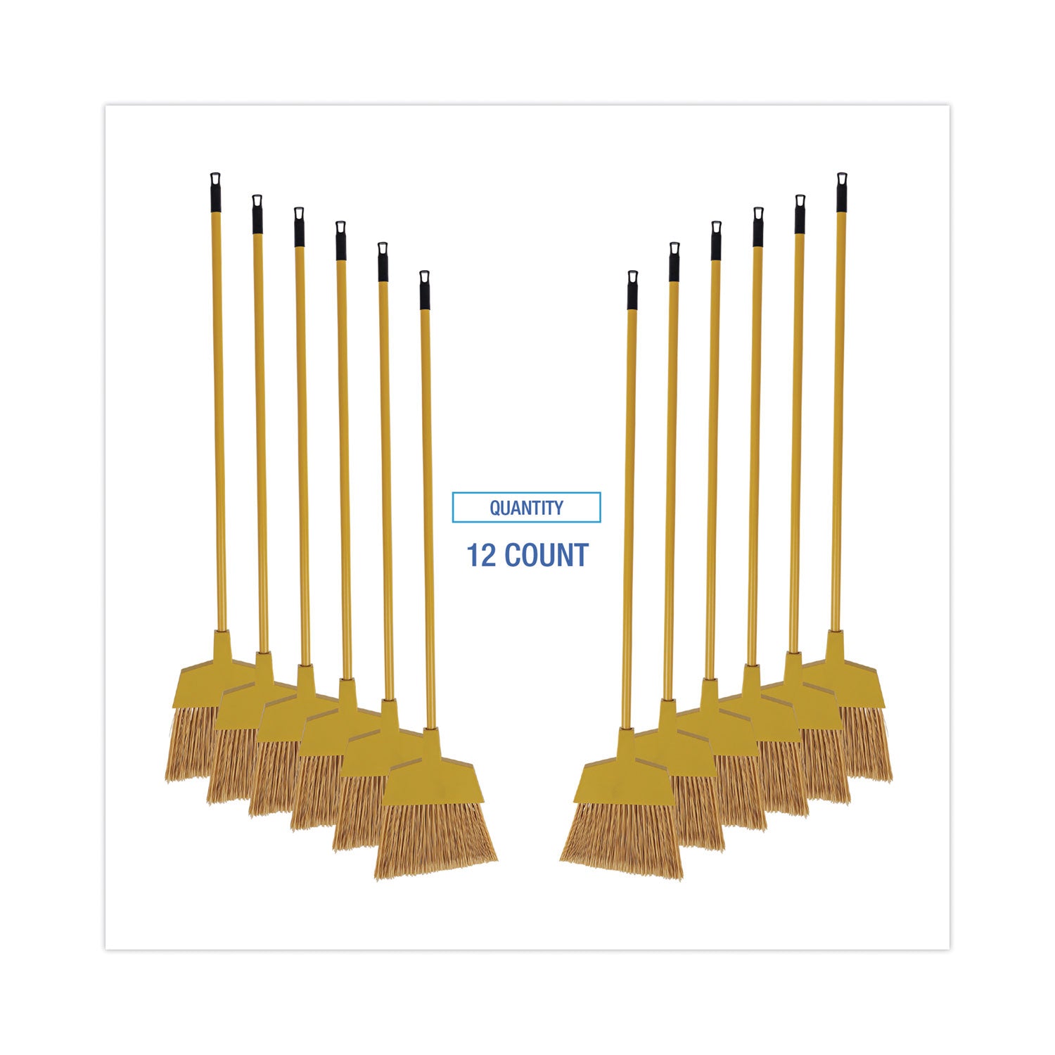 Boardwalk® Corn Fiber Angled-Head Lobby Brooms, 55" Handle, Yellow, 12/Carton