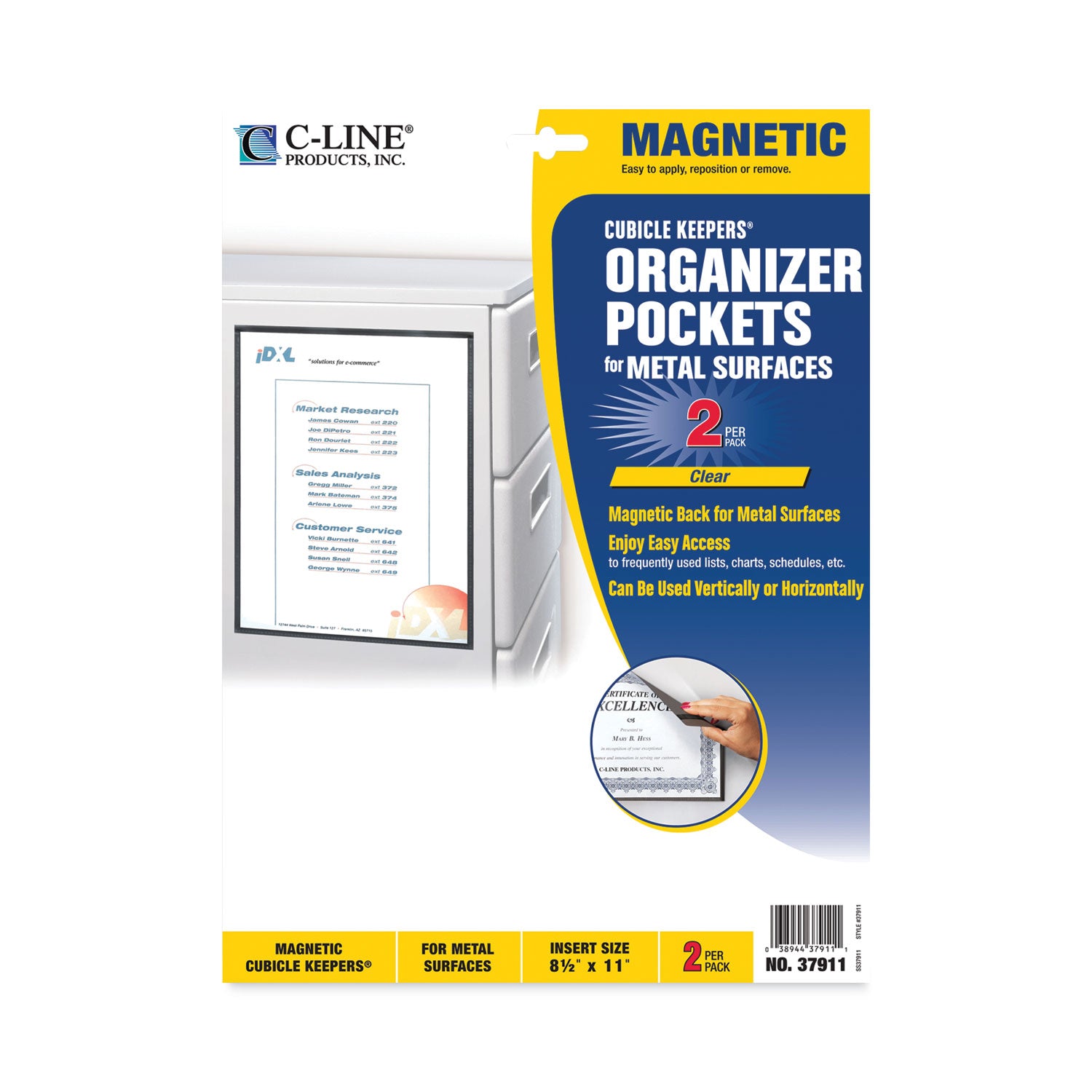 Magnetic Cubicle Keepers Display Holders, 9.2 x 11.69, Magnetic Mount, Clear, 2/Pack C-Line® Flipcost