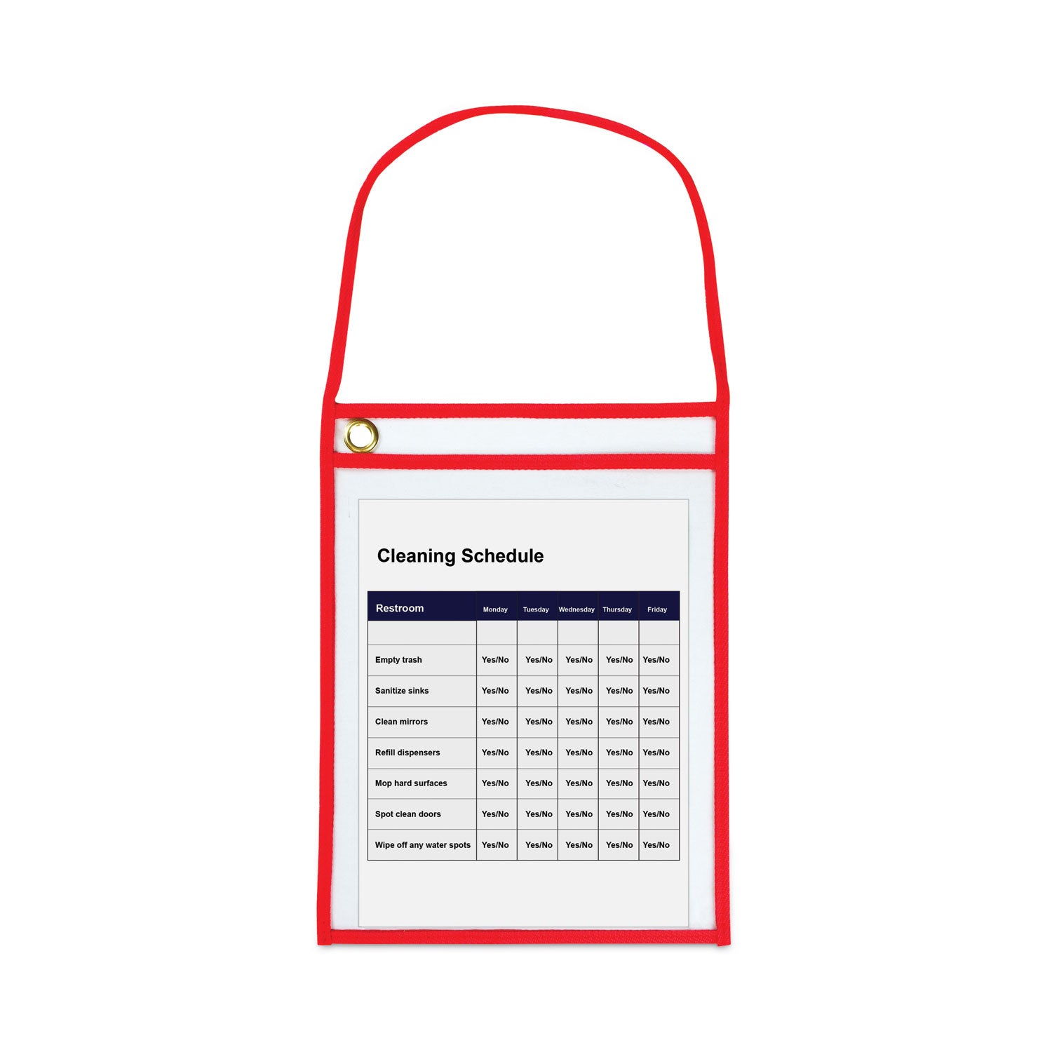 C-Line® 1-Pocket Shop Ticket Holder w/Setrap and Red Stitching, 75-Sheet, 9 x 12, 15/Box