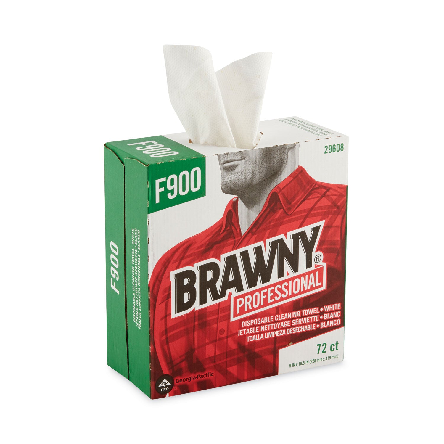 Brawny® Professional FLAX 900 Heavy Duty Cloths, 9 x 16.5, White, 72/Box, 10 Box/Carton