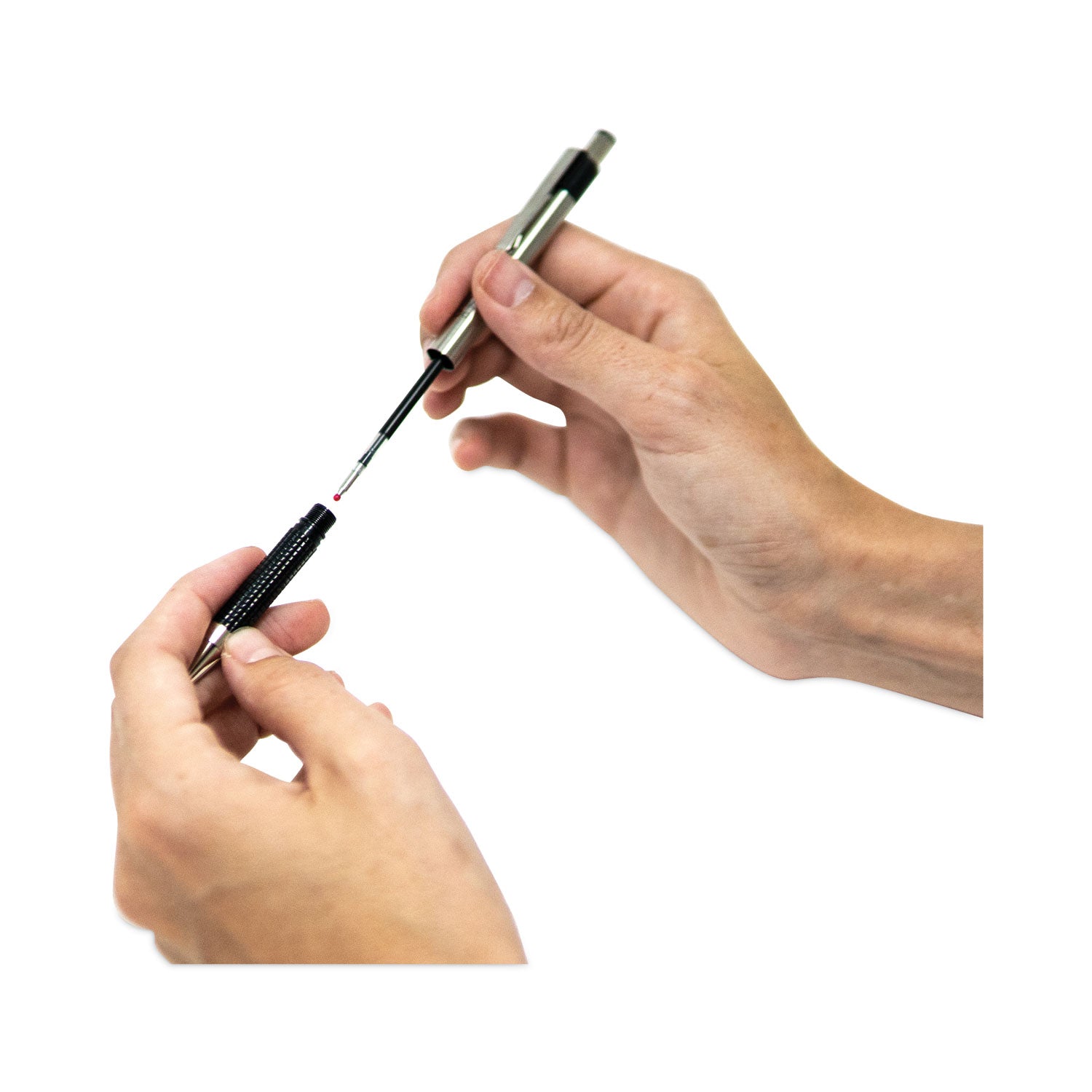 Zebra® F-301 Ballpoint Pen, Retractable, Fine 0.7 mm, Black Ink, Stainless Steel/Black Barrel, 2/Pack