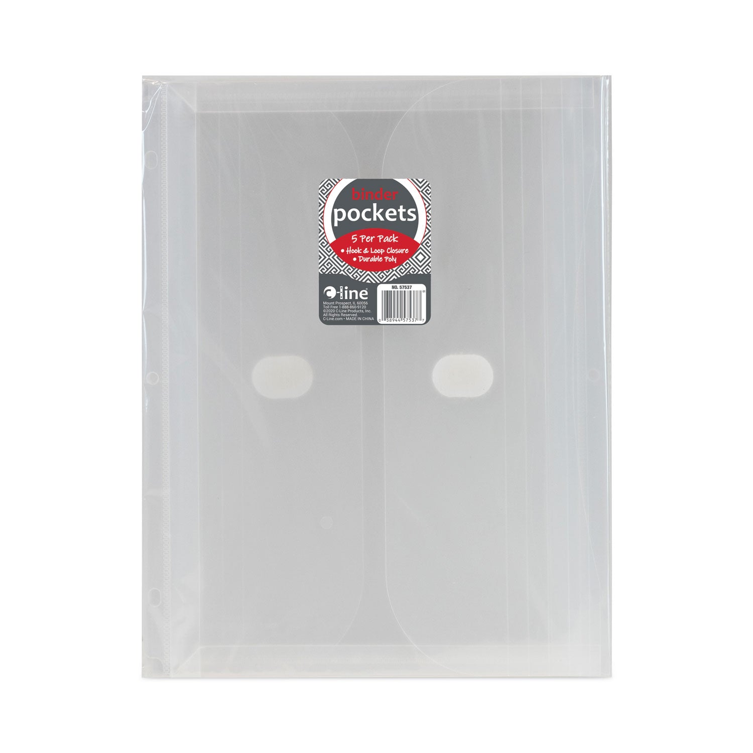 C-Line® Poly Binder Pockets, 9.25 x 11.5, Clear, 5/Pack