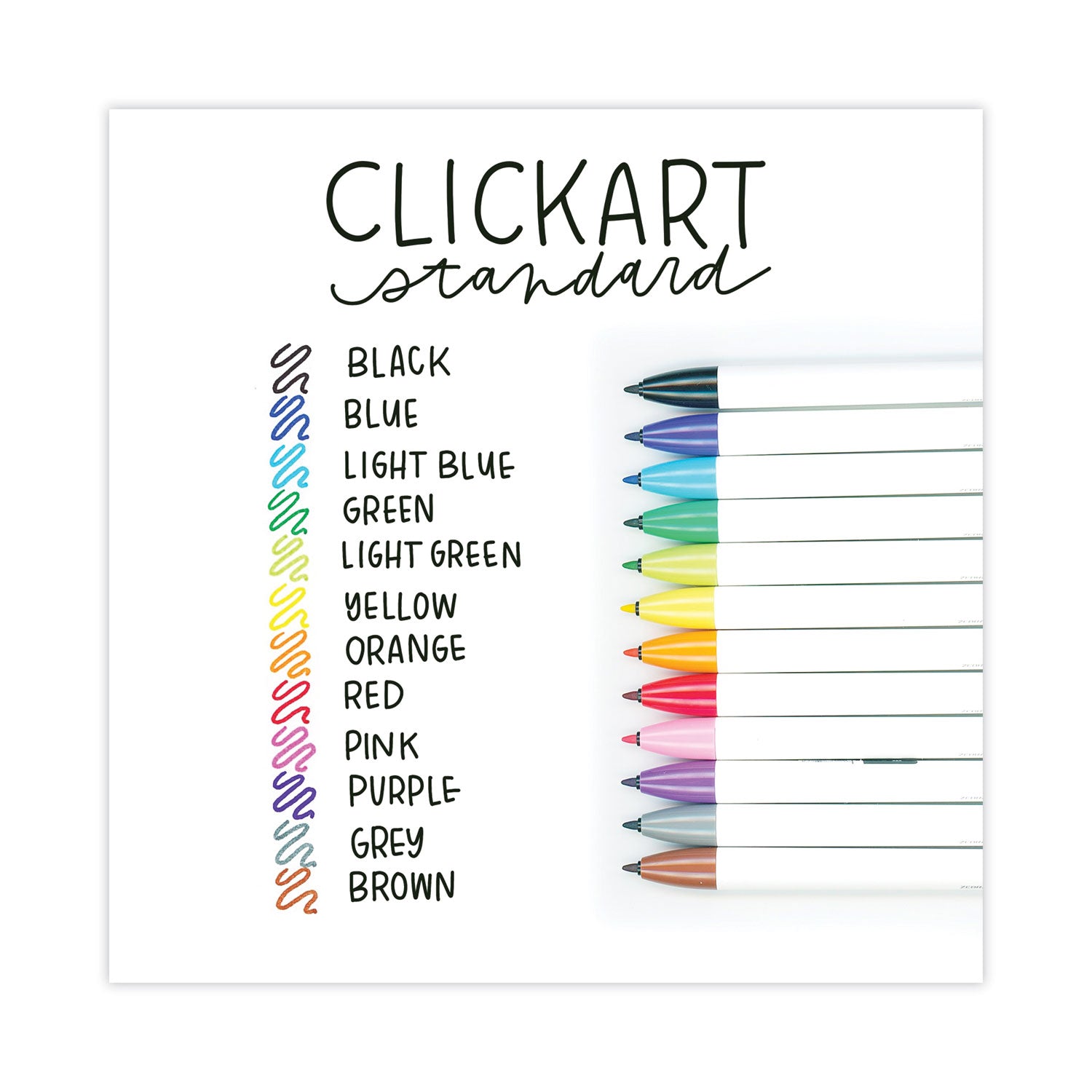 Zebra® ClickArt Porous Point Pen, Retractable, Fine 0.6 mm, Assorted Ink and Barrel Colors, 12/Pack