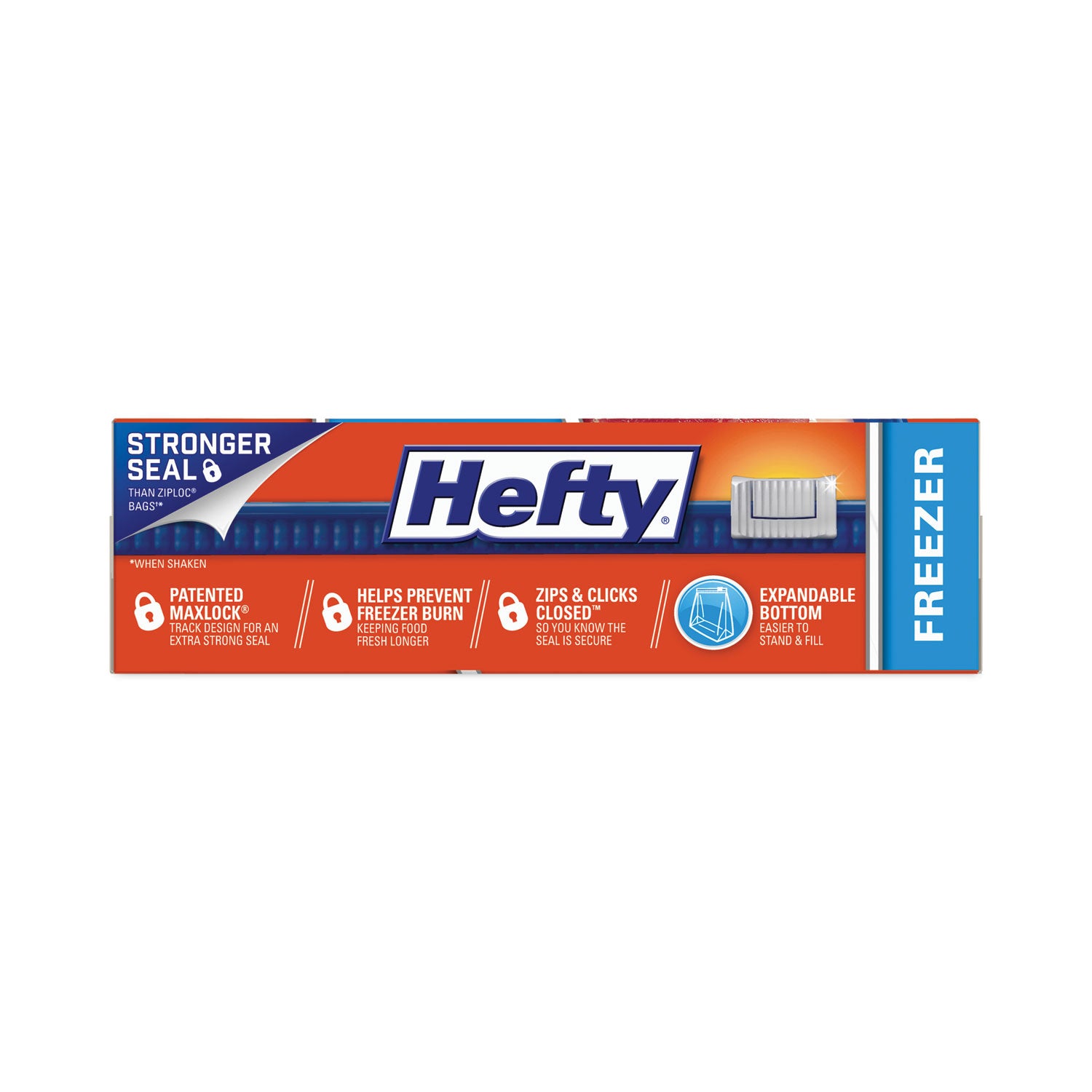 Hefty® Slider Stand and Fill Freezer Storage Bags, 32 oz, 7" x 8", Clear, 35/Box