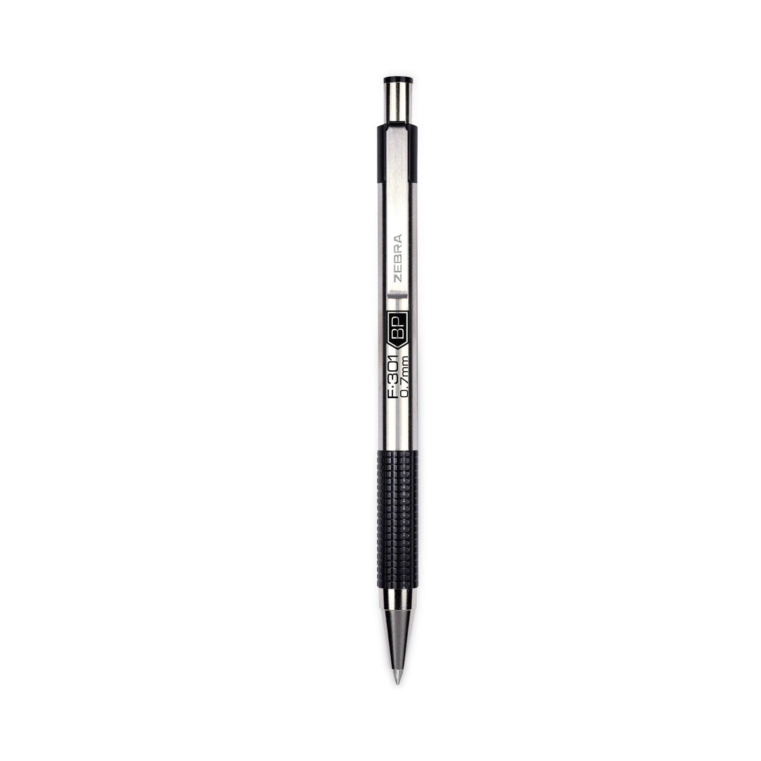 Zebra® F-301 Ballpoint Pen, Retractable, Fine 0.7 mm, Assorted Ink and Barrel Colors, 4/Pack