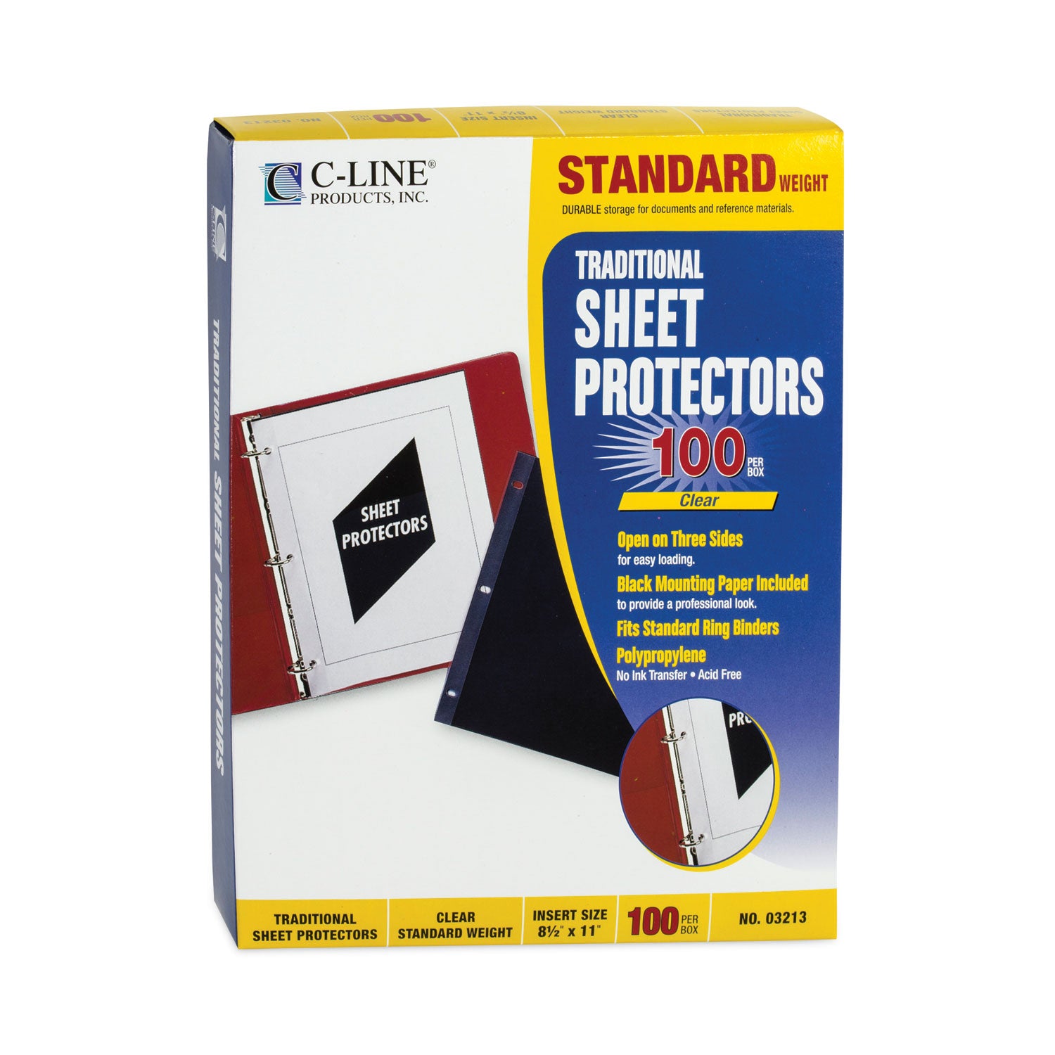 C-Line® Traditional Polypropylene Sheet Protectors, Standard Weight, 11 x 8.5, 100/Box