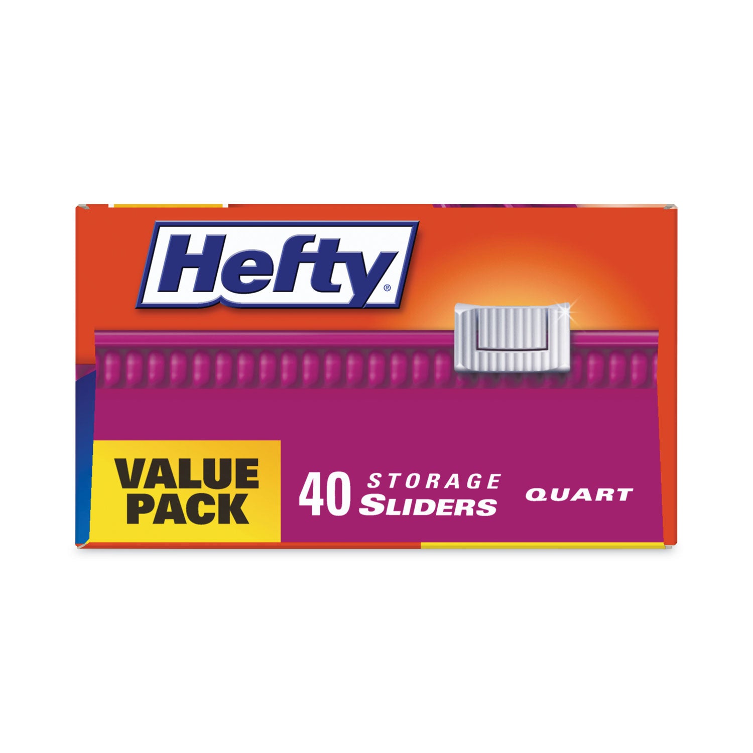 Hefty® Slider Stand and Fill Food Storage Bags, Quart, 8" x 7", Clear, 40 Bags/Box, 9 Boxes/Carton