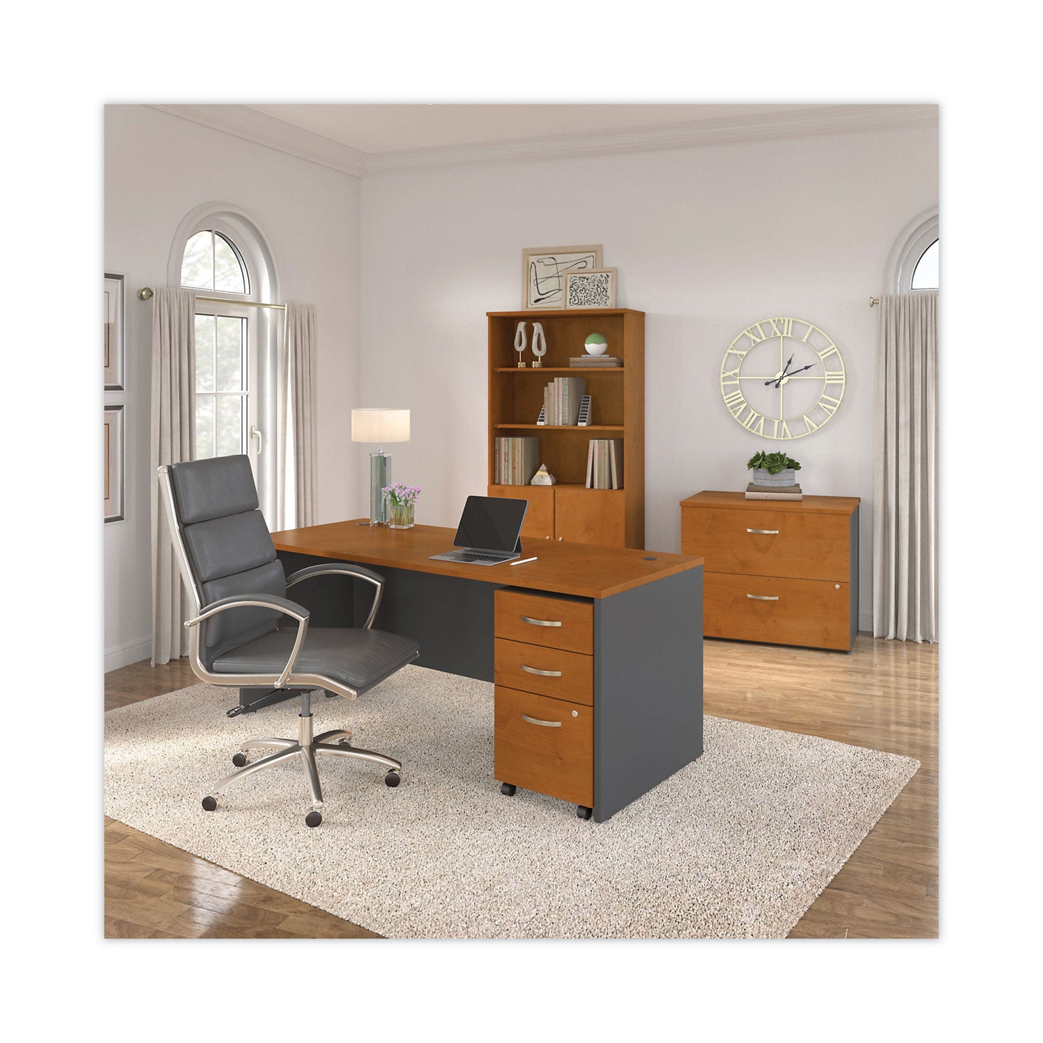 Bush® Series C Collection Desk Shell, 71.13" x 29.38" x 29.88", Natural Cherry/Graphite Gray