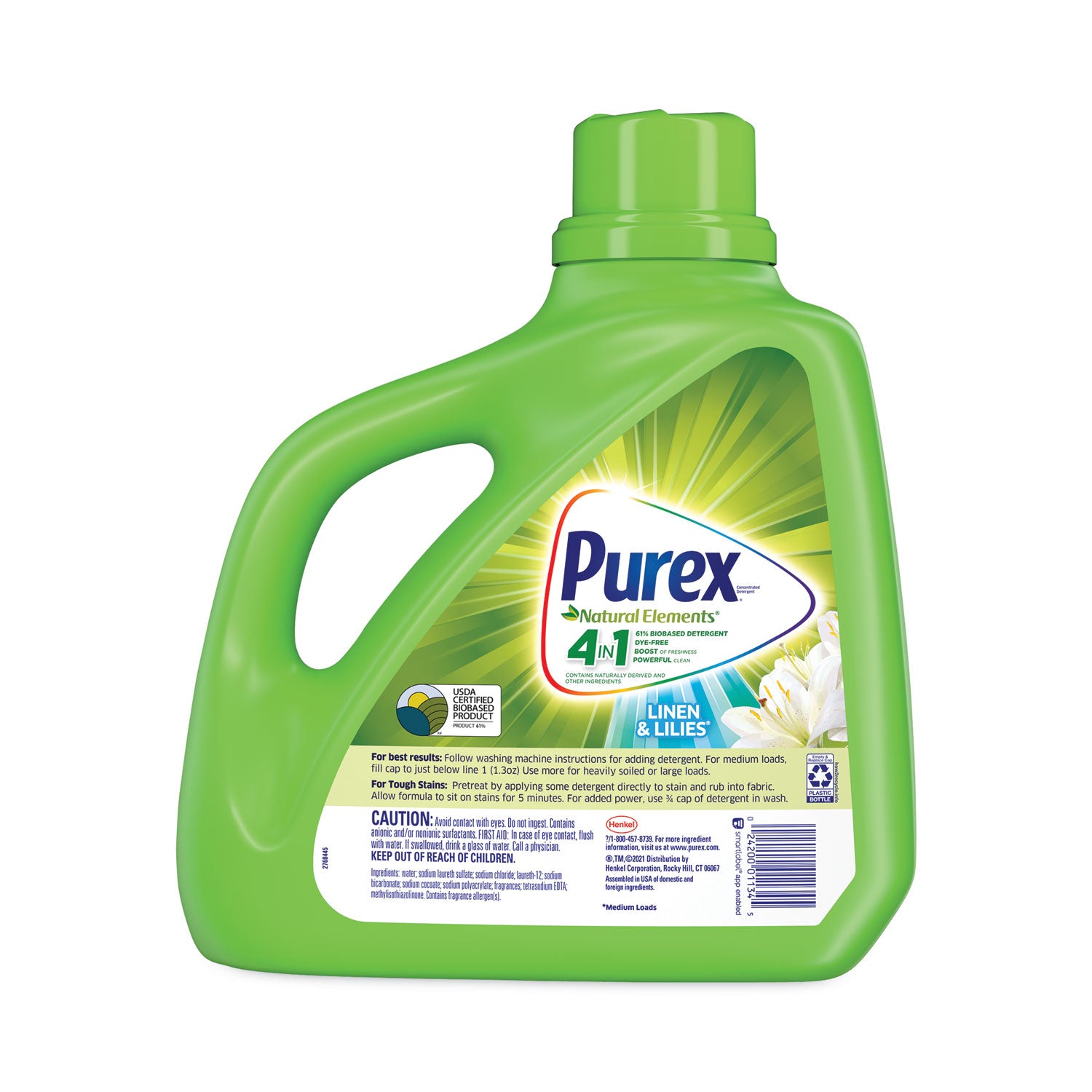 Purex® Ultra Natural Elements HE Liquid Detergent, Linen and Lilies, 150 oz Bottle