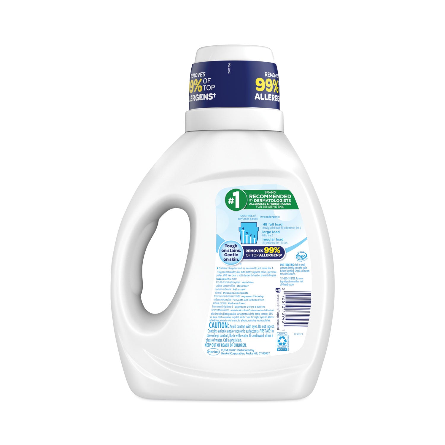 All® Ultra Free Clear Liquid Detergent, Unscented, 36 oz Bottle, 6/Carton