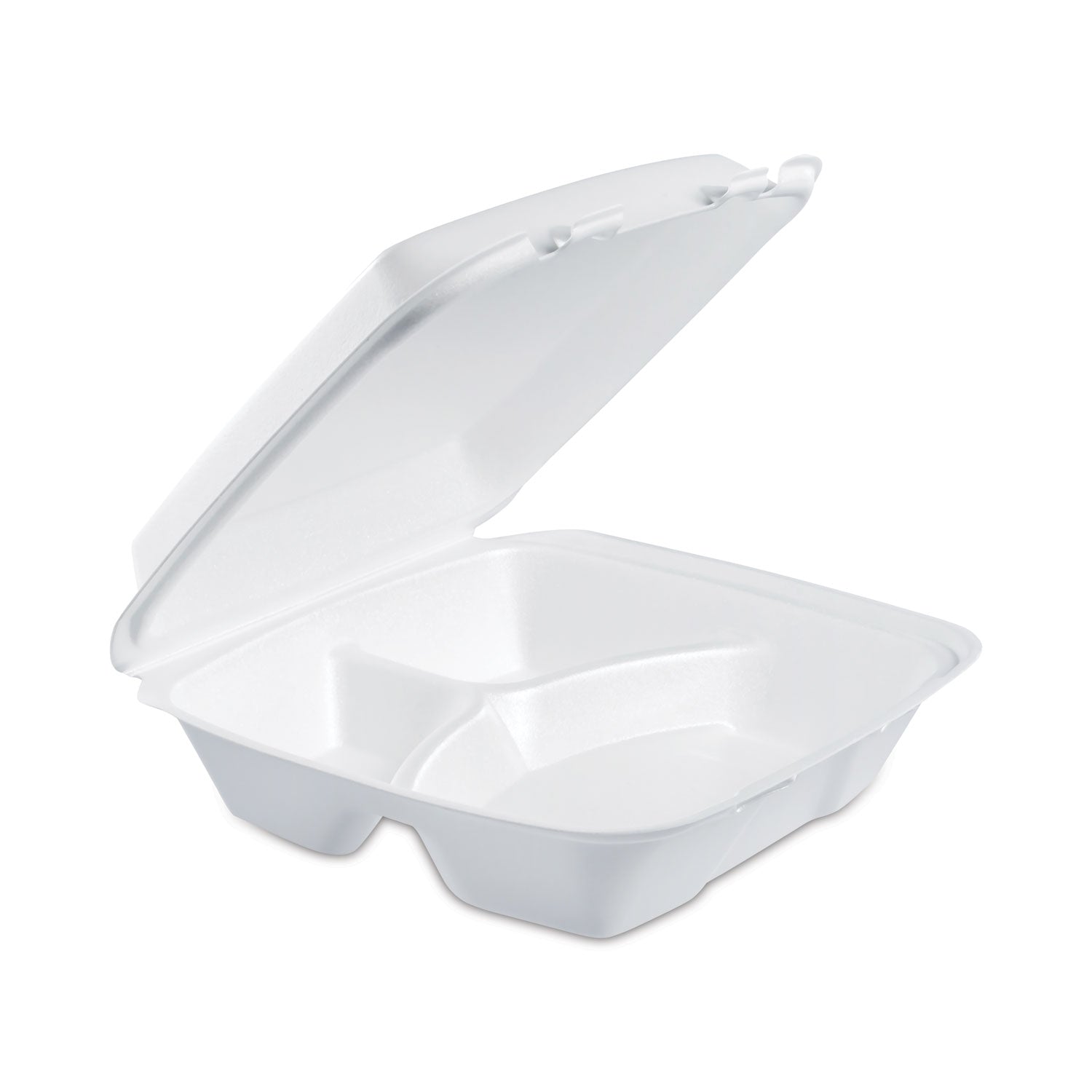 Foam Hinged Lid Container, 3-Compartment, 8 oz, 9 x 9.4 x 3, White, 200/Carton Dart® Flipcost