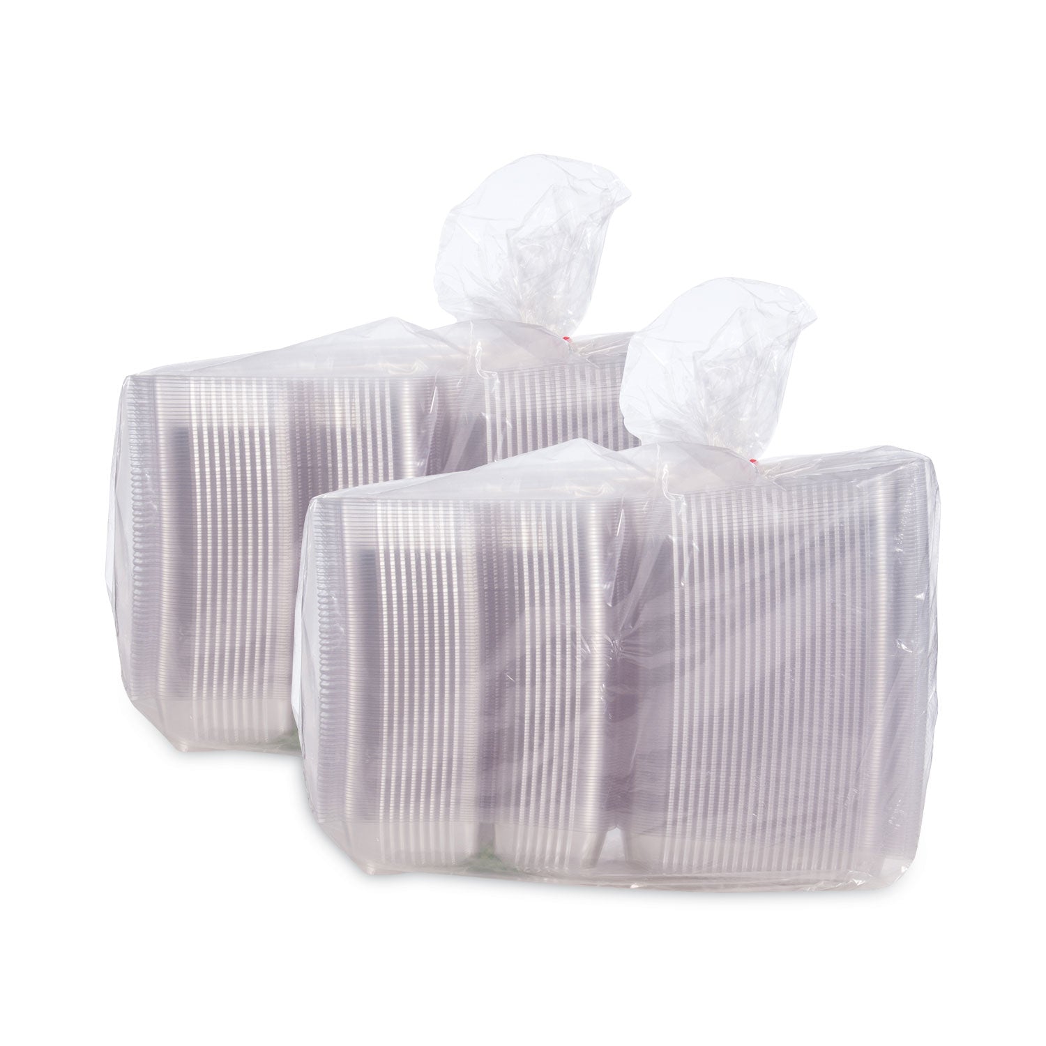 Dart® StayLock Clear Hinged Lid Containers, 3-Compartment, 8.6 x 9 x 3, Clear, Plastic, 100/Packs, 2 Packs/Carton