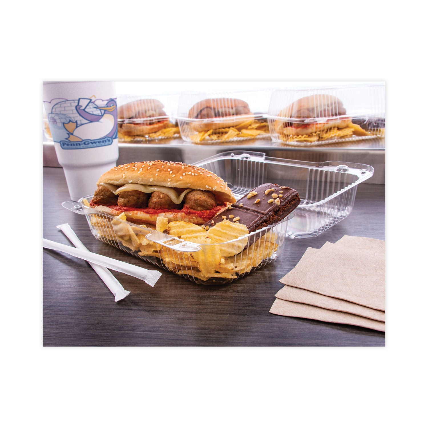 Dart® StayLock Clear Hinged Lid Containers, 5.4 x 9 x 3.5, Clear, Plastic, 250/Carton