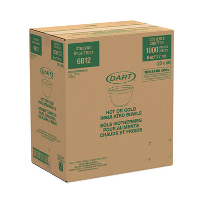 DART Foam Container, Squat, 6 oz, White, 50/Pack, 20 Packs/Carton - Flipcost