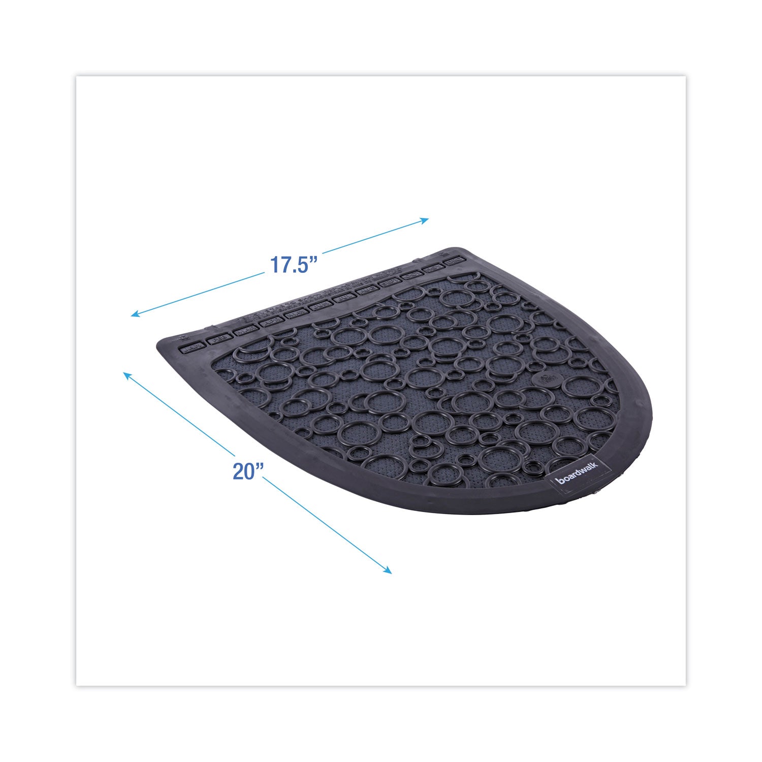 Boardwalk® Urinal Mat 2.0, Rubber, 17.5 x 20, Black/Black, 6/Carton