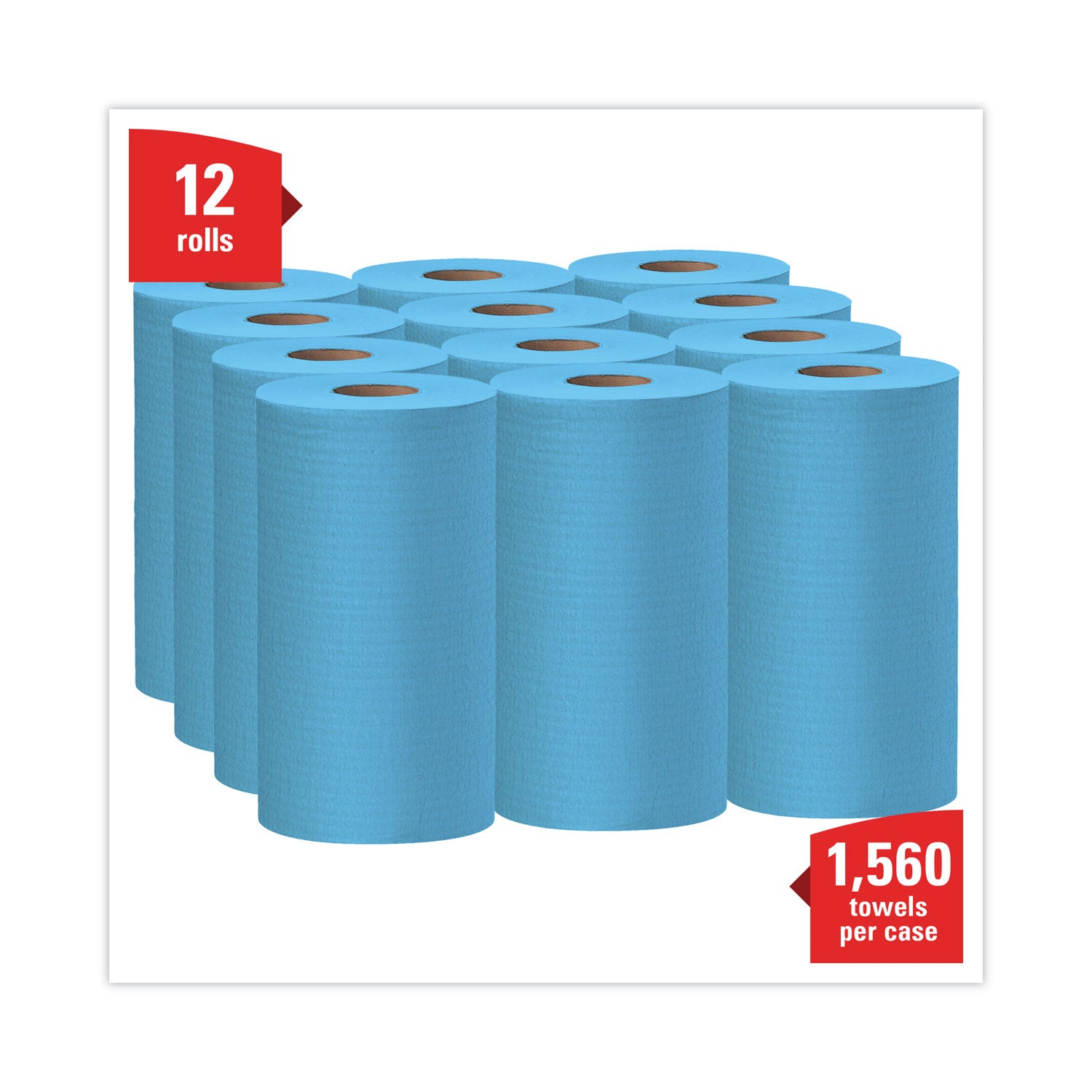 WypAll® General Clean X60 Cloths, Small Roll, 9.8 x 13.4, Blue, 130/Roll, 12 Rolls/Carton