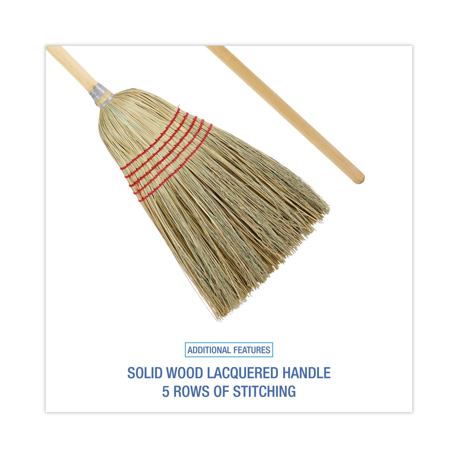 Boardwalk® Parlor Broom, Yucca/Corn Fiber Bristles, 56" Overall Length, Natural, 12/Carton