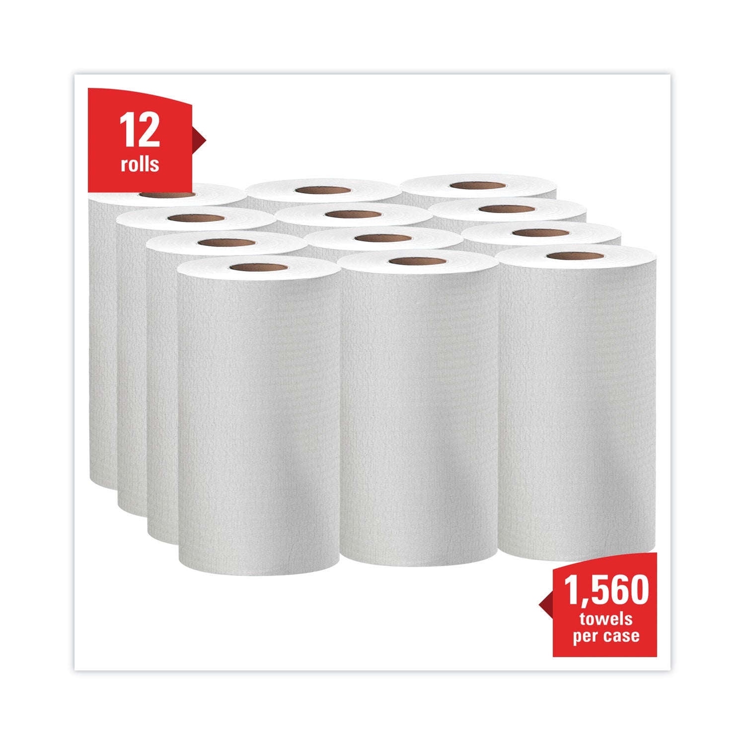 WypAll® General Clean X60 Cloths, Small Roll, 9.8 x 13.4, White, 130/Roll, 12 Rolls/Carton