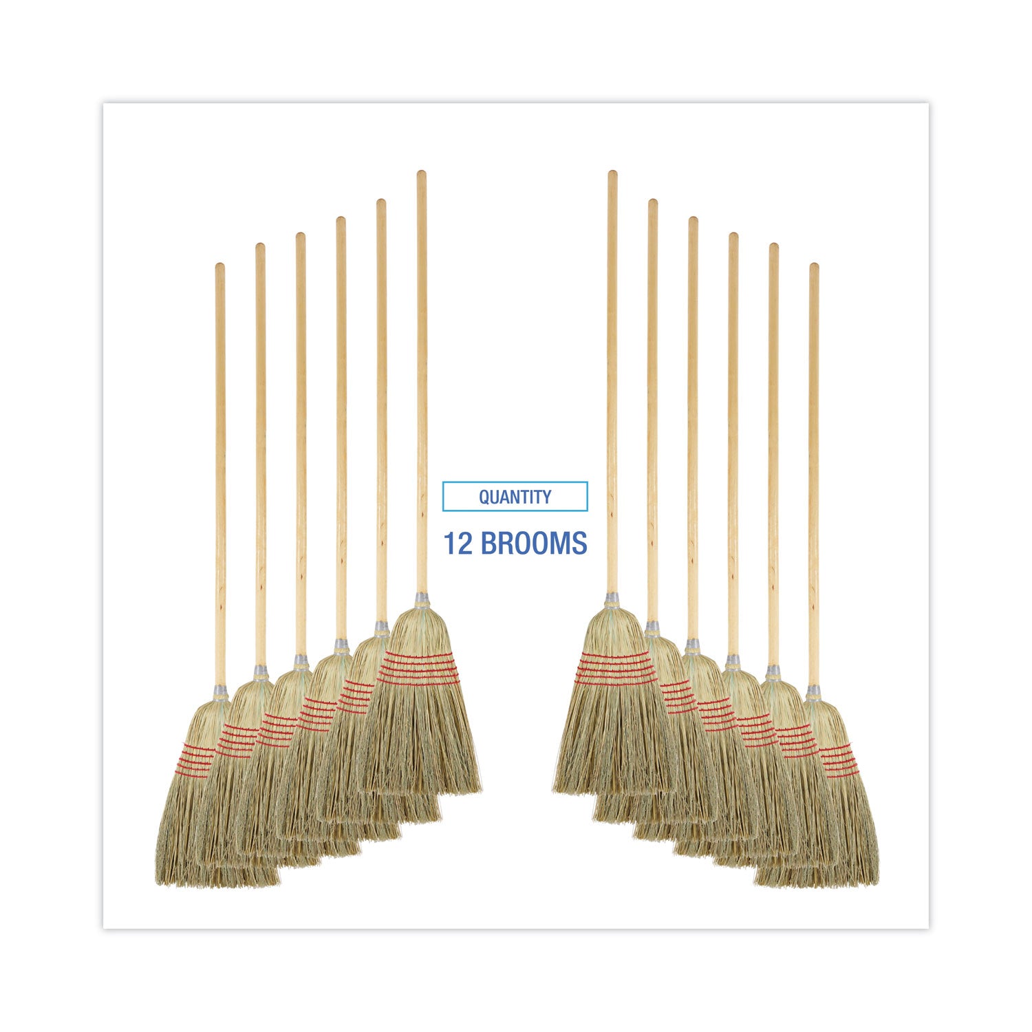 Boardwalk® Parlor Broom, Yucca/Corn Fiber Bristles, 56" Overall Length, Natural, 12/Carton