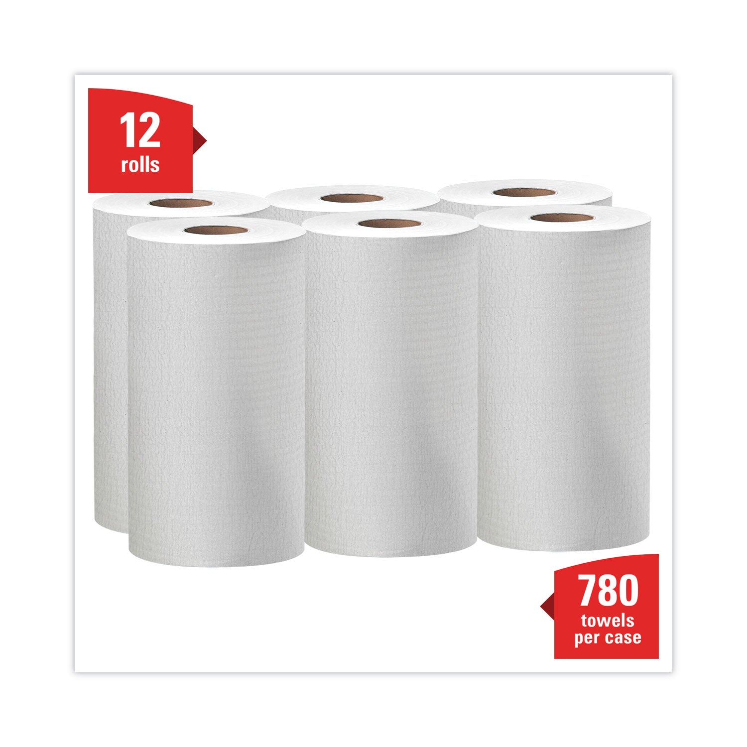 WypAll® General Clean X60 Cloths, Small Roll, 13.5 x 19.6, White, 130/Roll, 6 Rolls/Carton