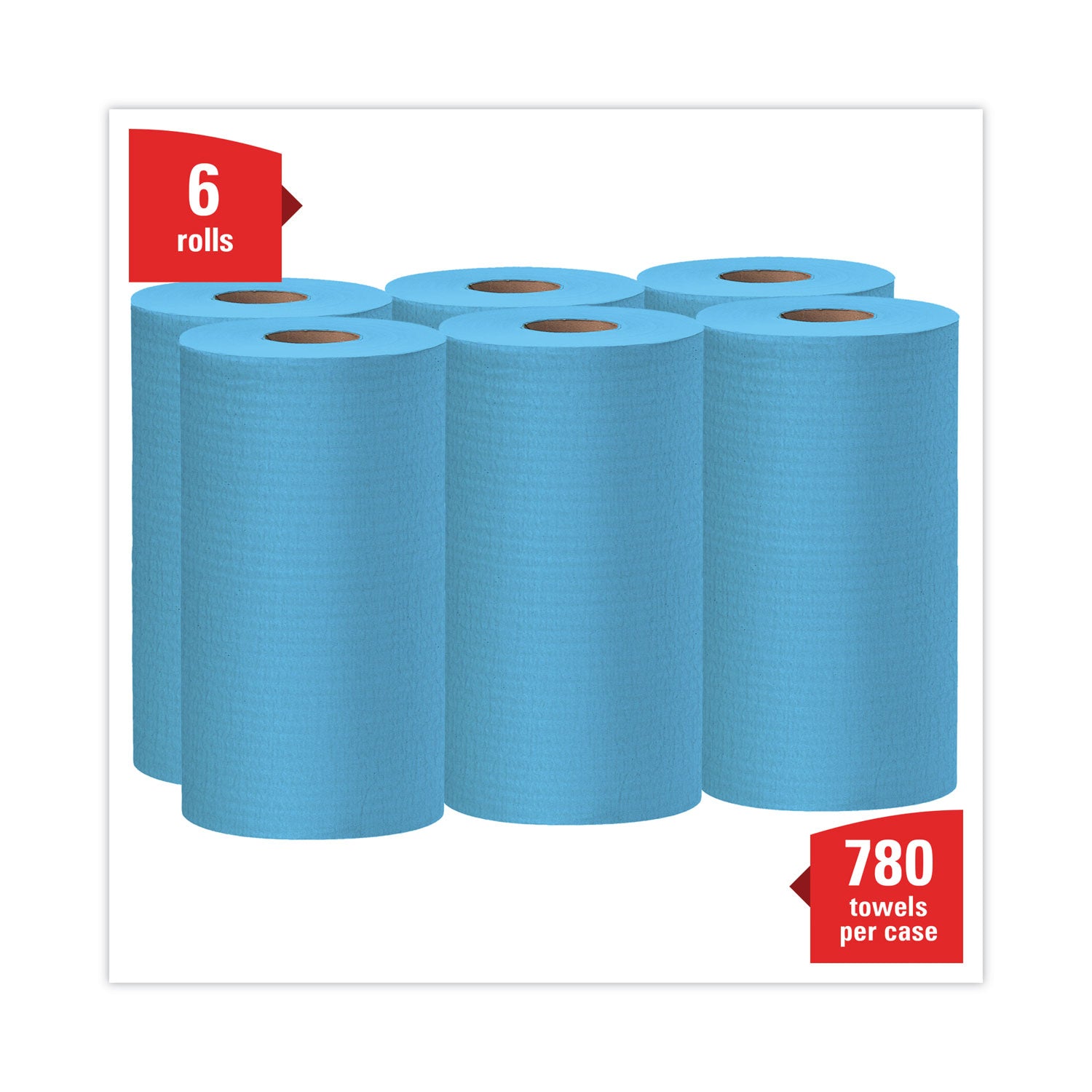 WypAll® General Clean X60 Cloths, Small Roll, 13.5 x 19.6, Blue, 130/Roll, 6 Rolls/Carton